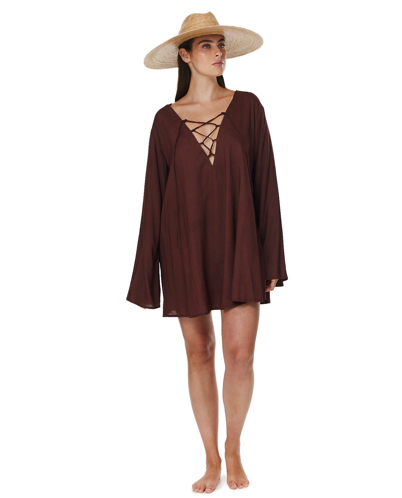 Mist & Sand Mini Dress Cover-Up | Dark-Brown