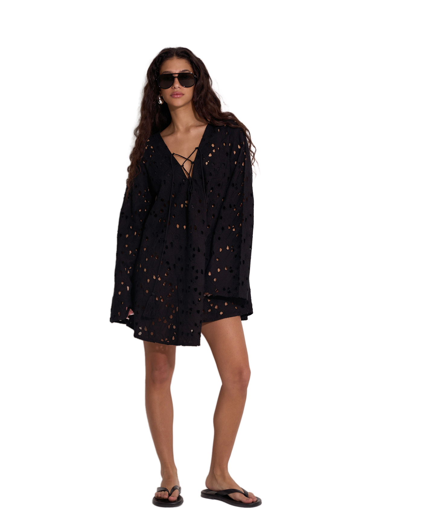 Coastal Lace Mini Dress Cover-Up