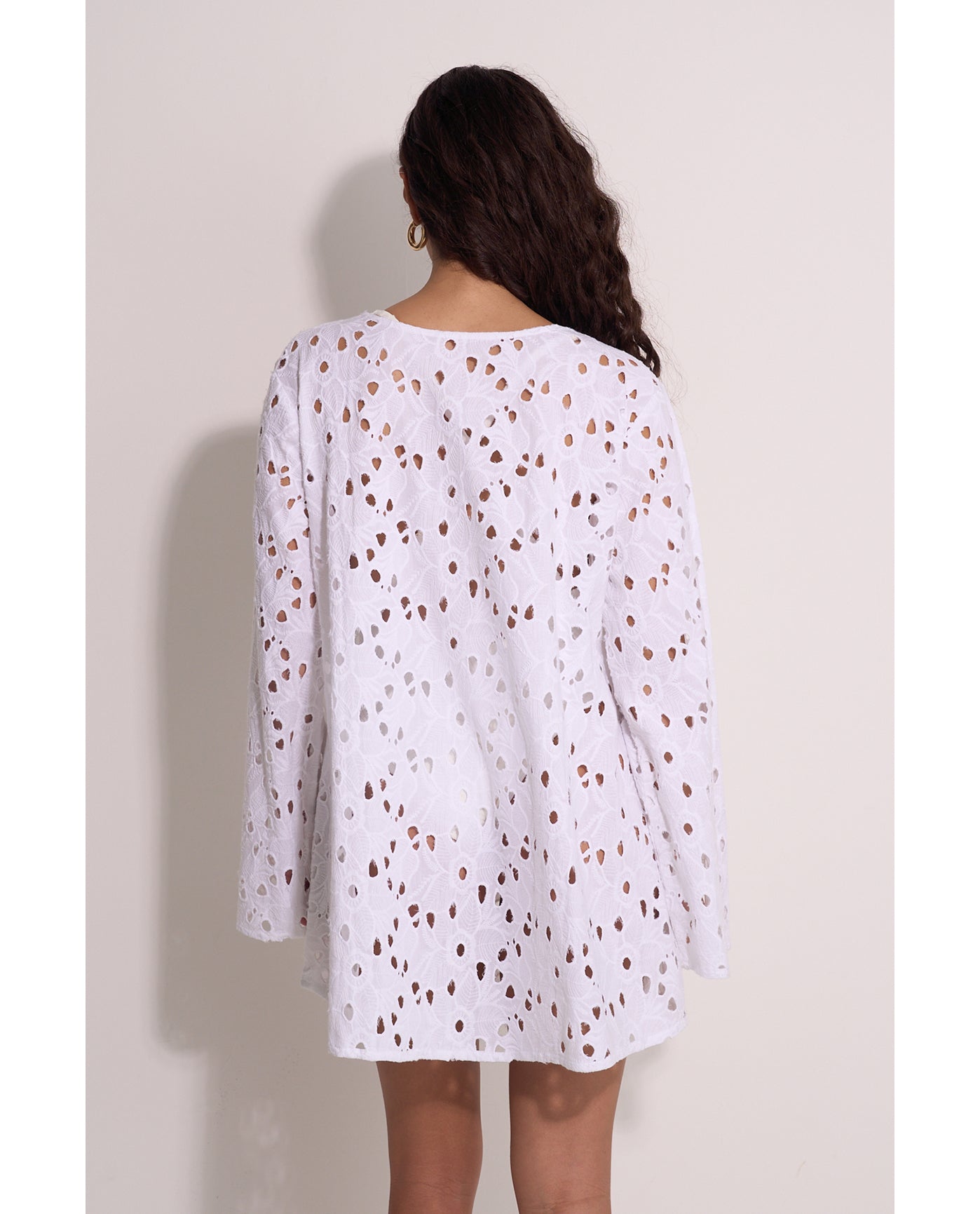 Coastal Lace Mini Dress Cover-Up | White