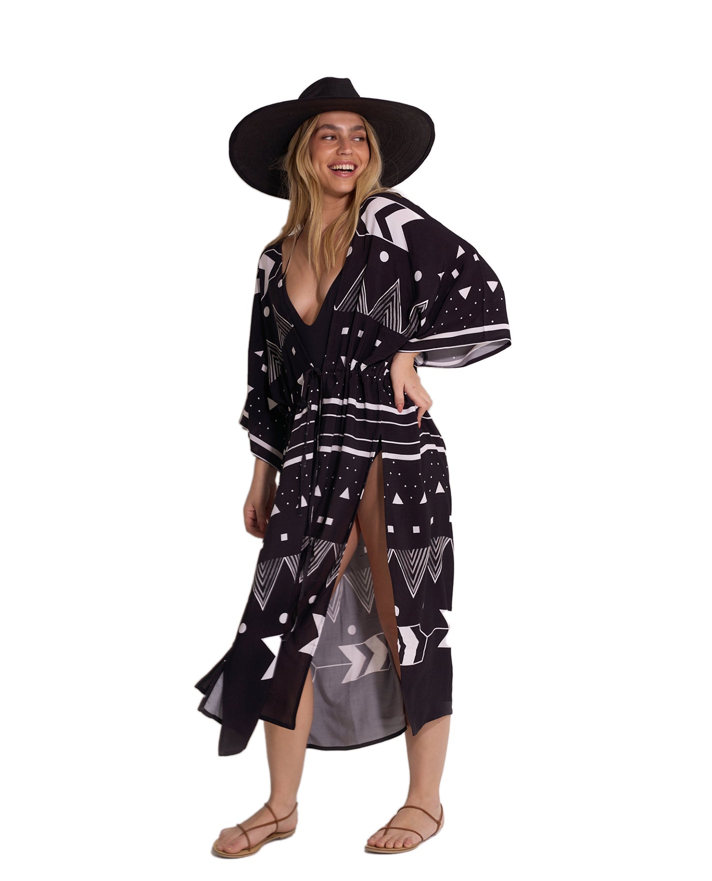 Mist & Sand Robe Cover-Up | Black-White
