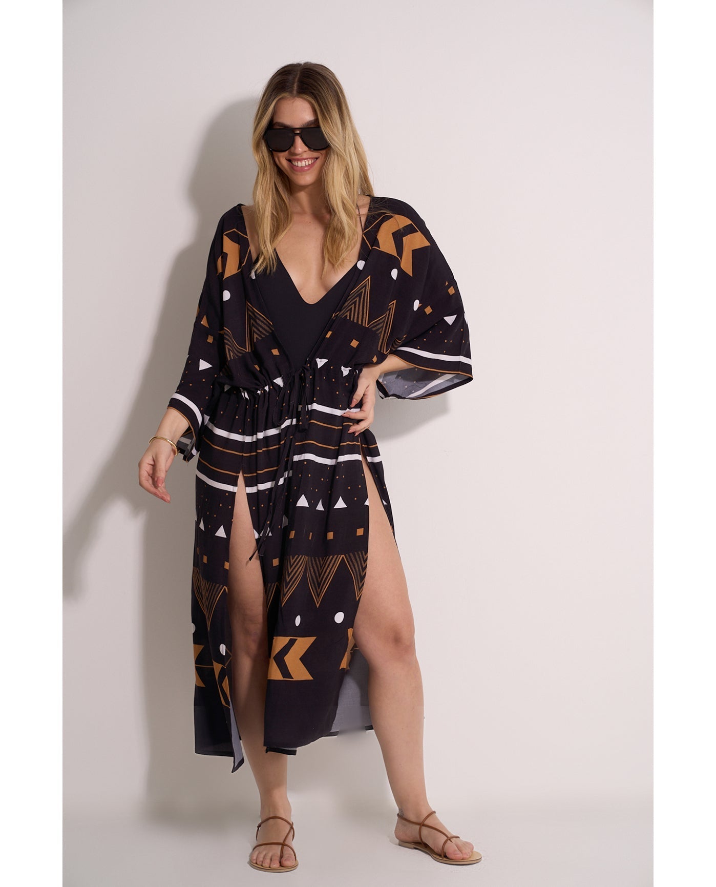 Mist & Sand Robe Cover-Up | Black-Multi