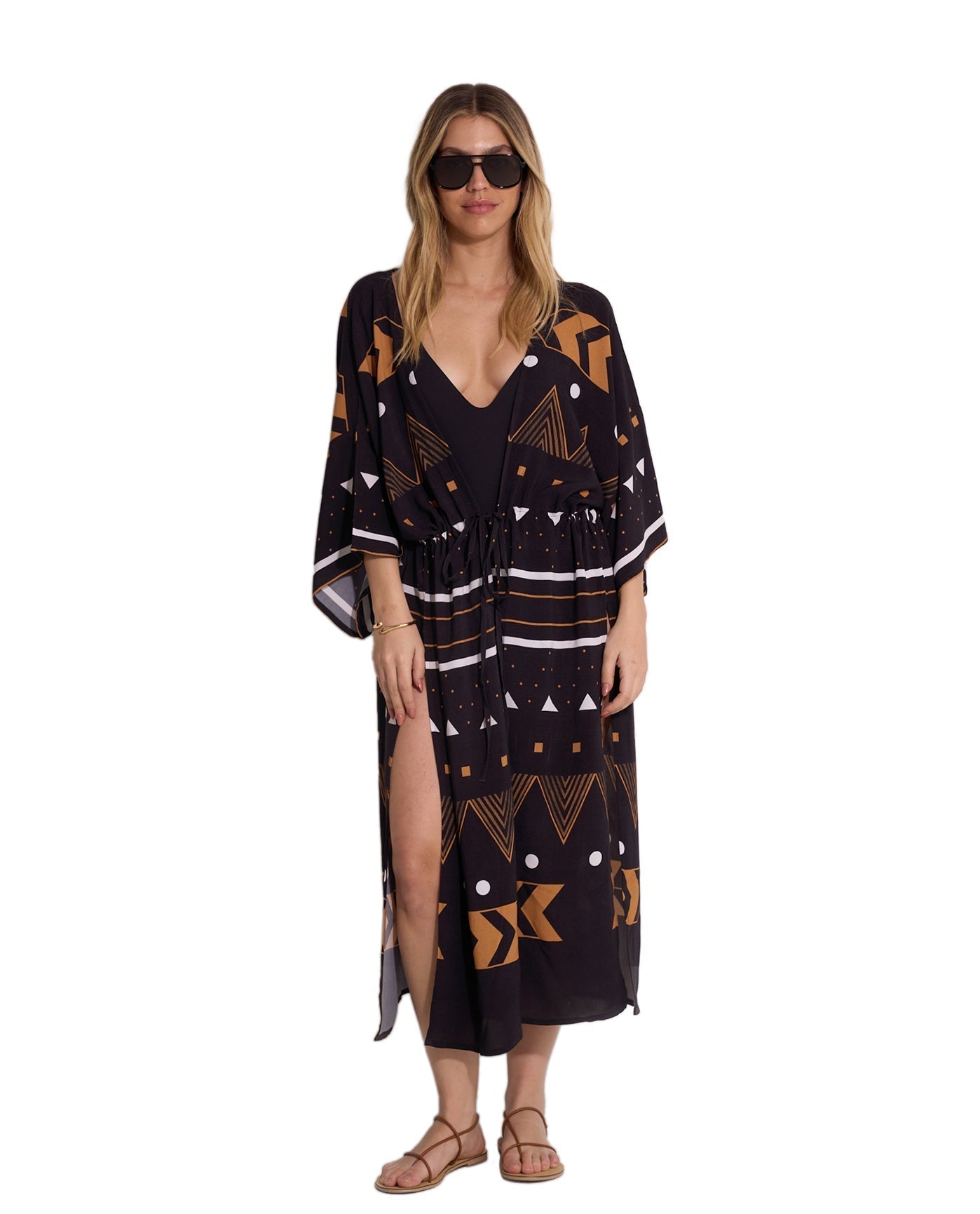 Mist & Sand Robe Cover-Up | Black-Multi