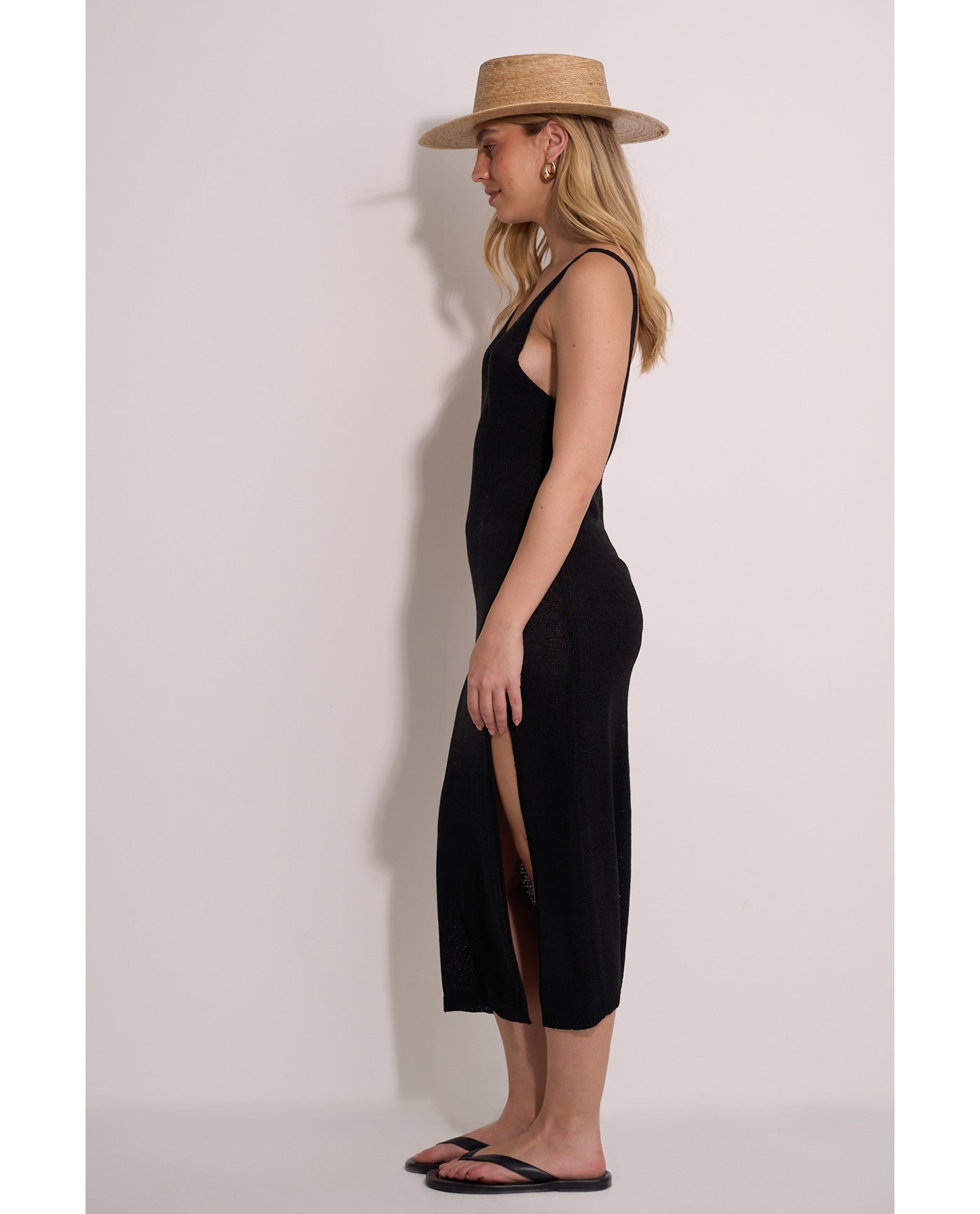 Naama Scoop Neck Crochet  Dress Cover-Up-Black