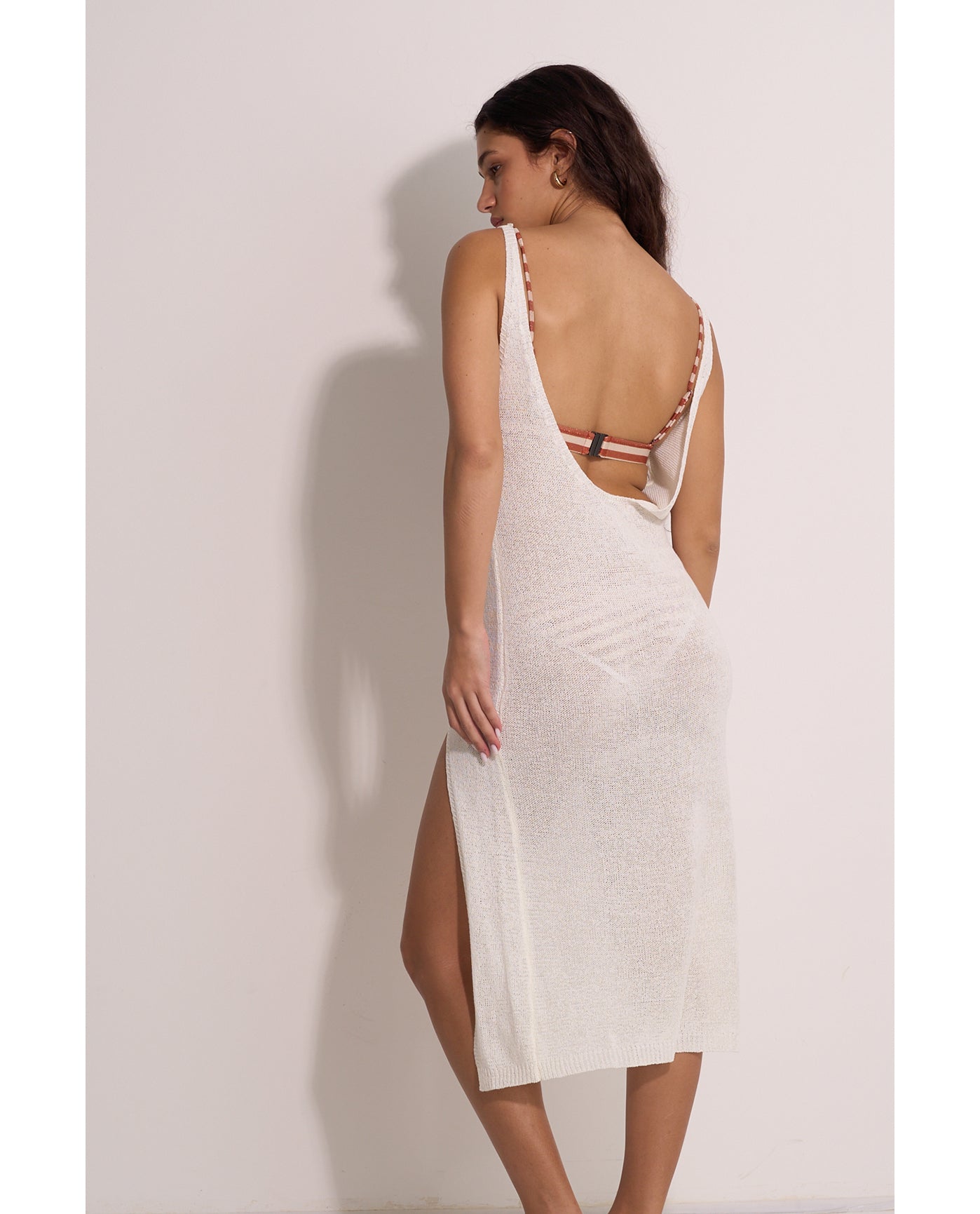Naama Scoop Neck Crochet  Dress Cover-Up-White