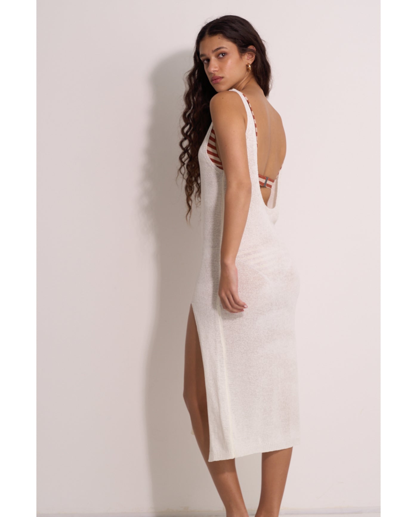 Naama Scoop Neck Crochet  Dress Cover-Up-White