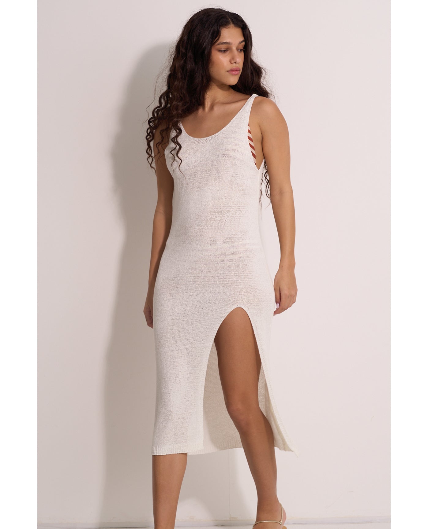 Naama Scoop Neck Crochet  Dress Cover-Up-White