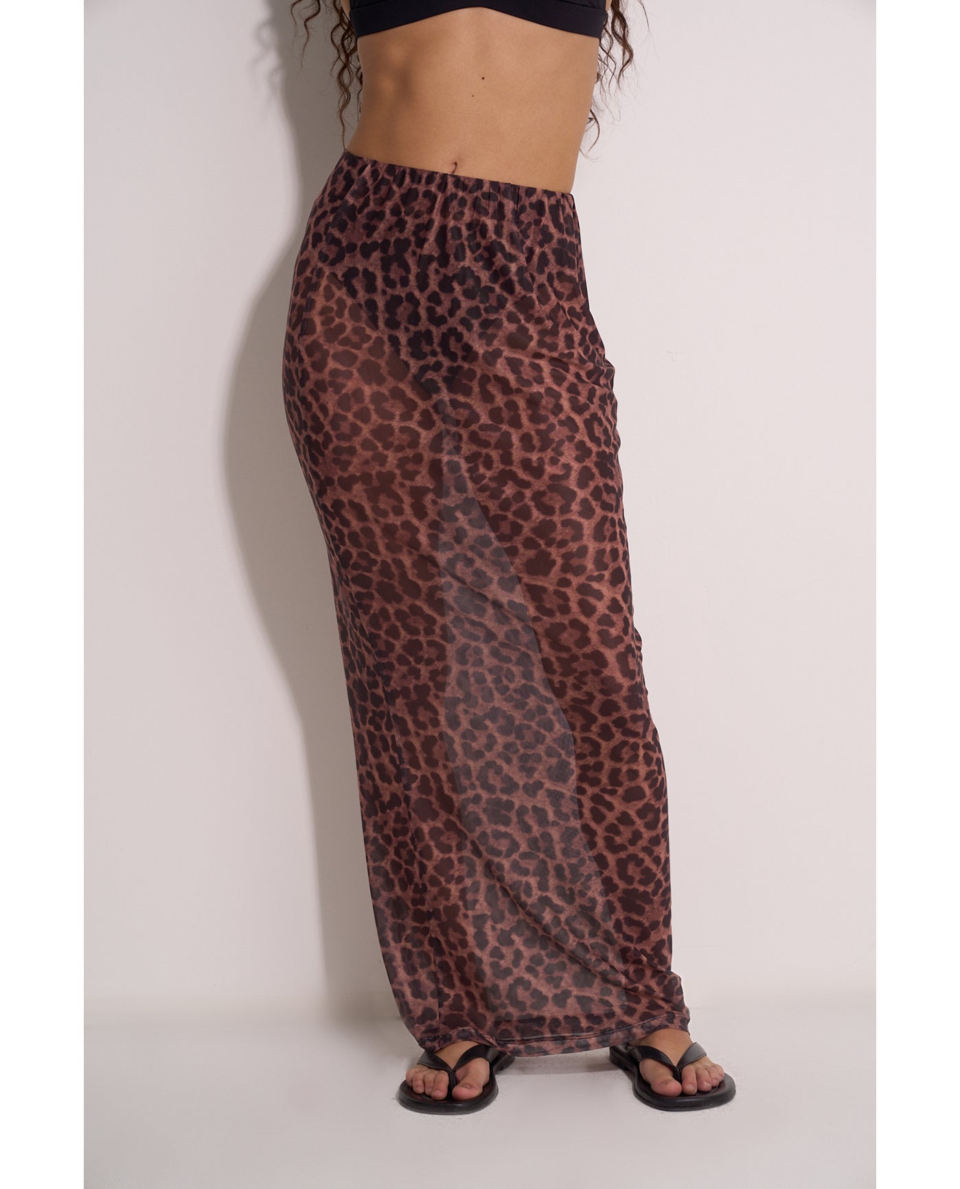 Wild Mesh High Waist Skirt Cover-Up | Leopard