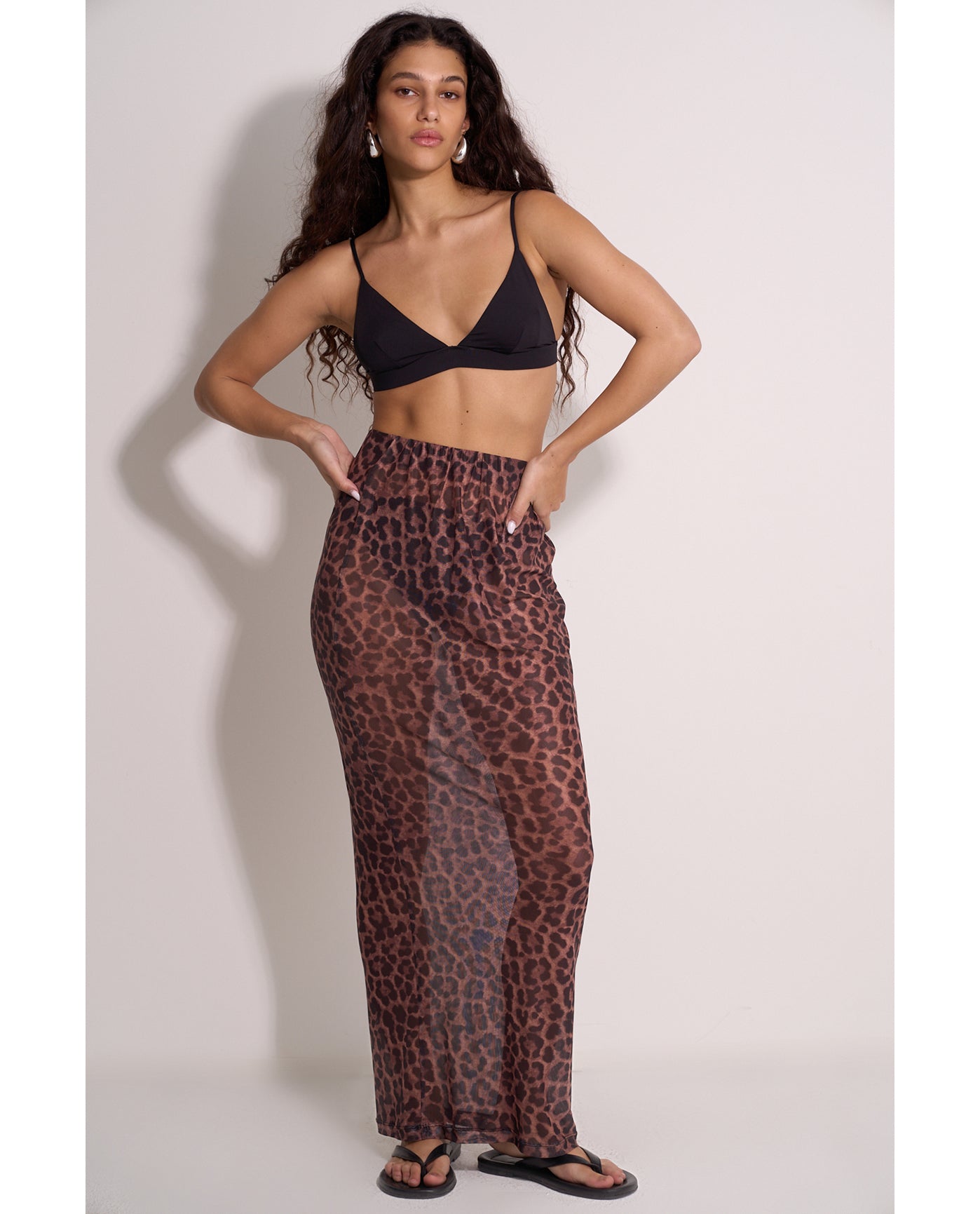 Wild Mesh High Waist Skirt Cover-Up | Leopard