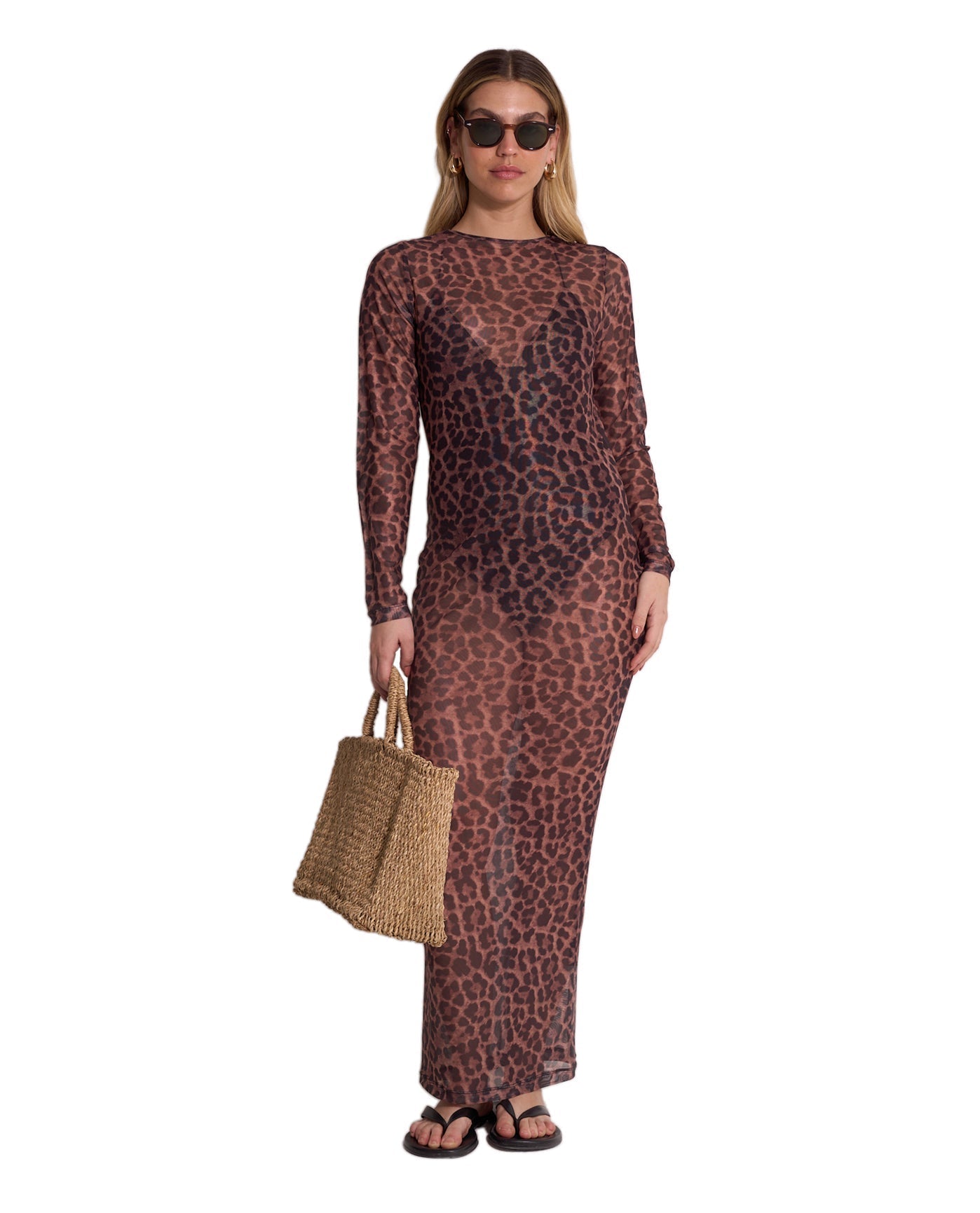Wild Mesh Long Sleeve Dress Cover-Up | Leopard
