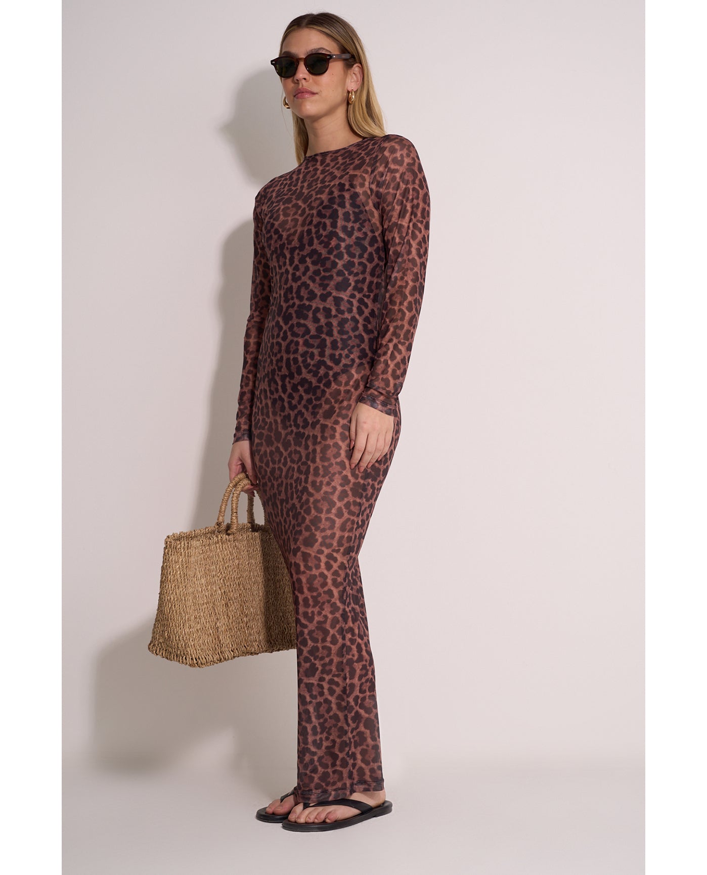 Wild Mesh Long Sleeve Dress Cover-Up | Leopard