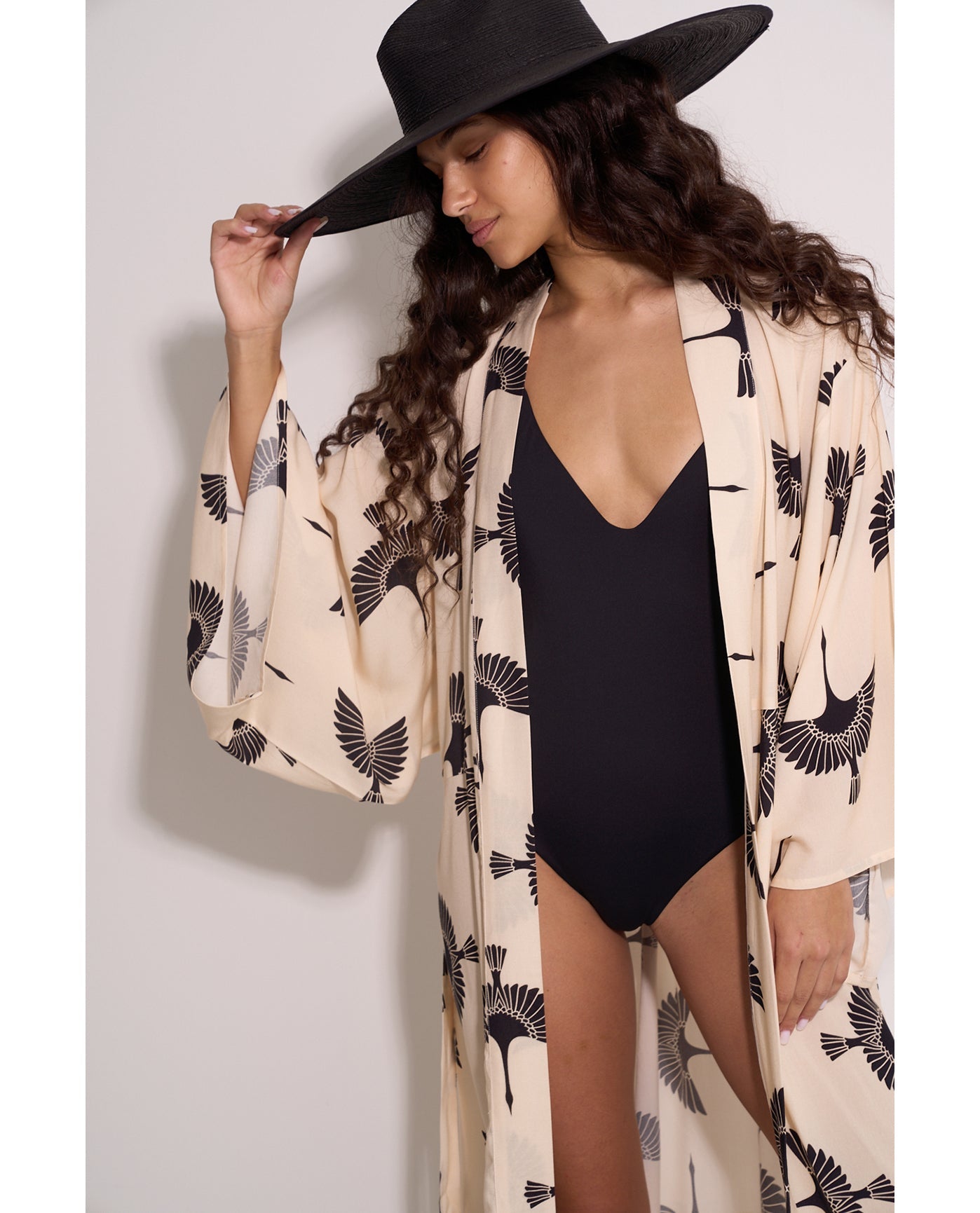 Soar & Shore Robe Cover-Up | Soar-Black-Cream