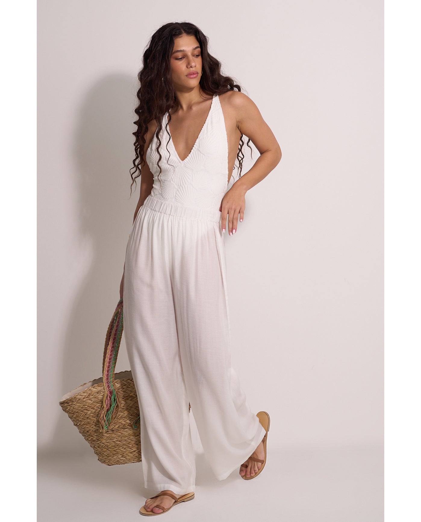 Satin Shore High Waist Beach Pant Cover-Up | White