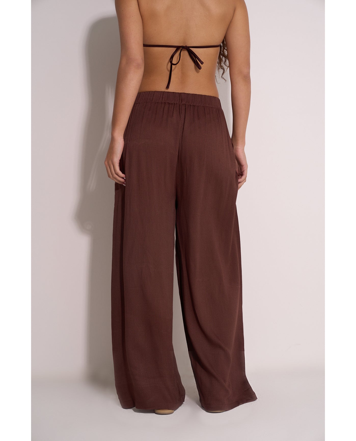 Satin Shore High Waist Beach Pant Cover-Up | dark-brown