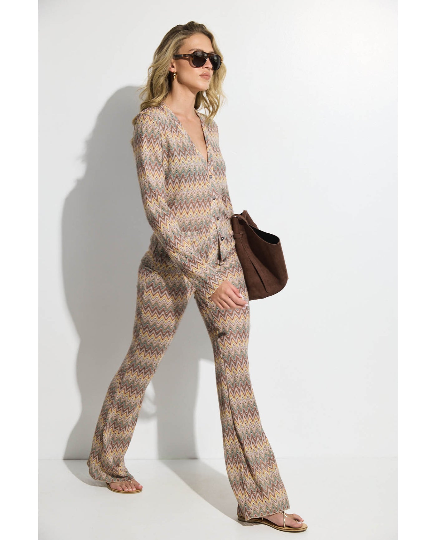 Desert Mirage High Waist Flare Beach Pants | Desert-green