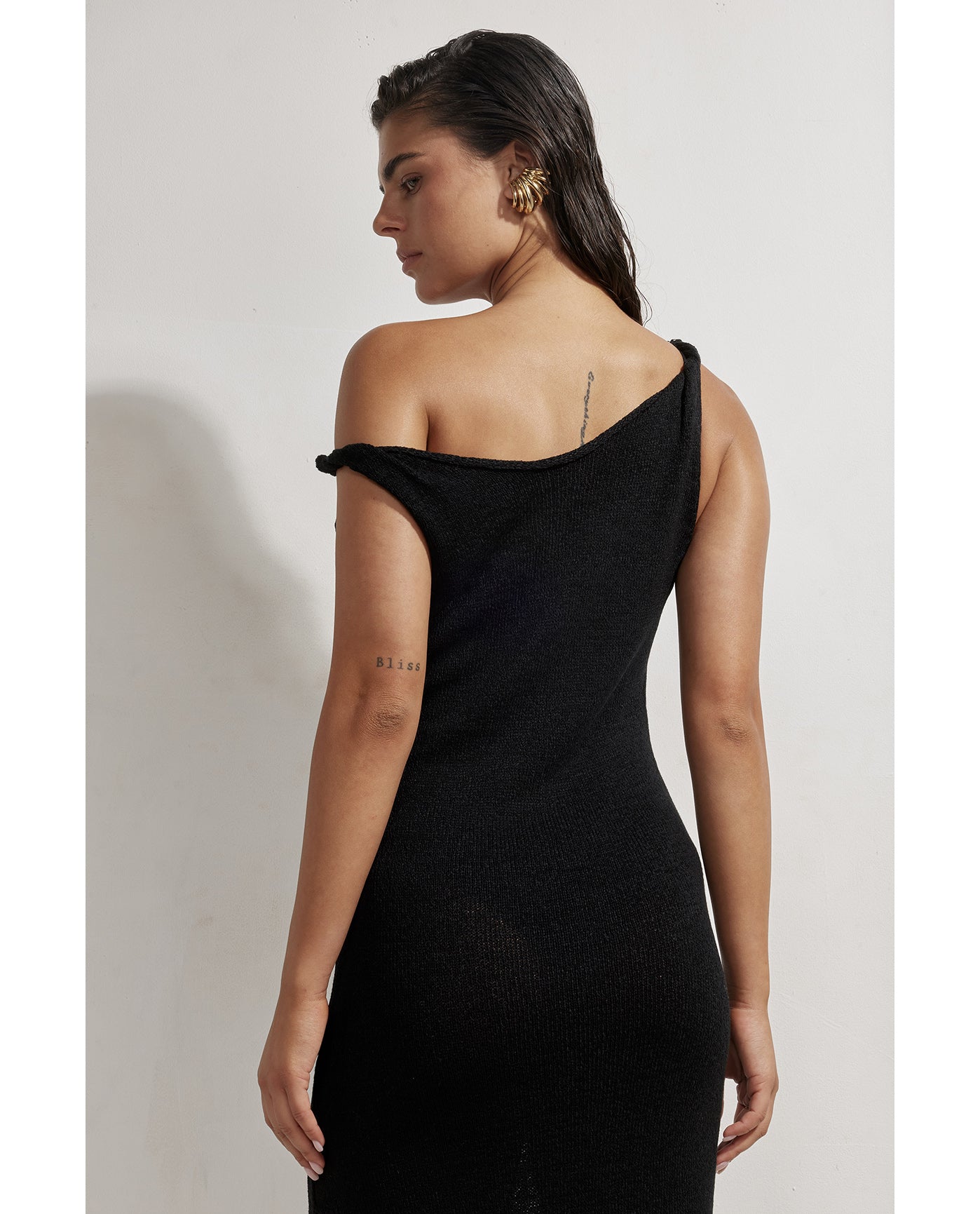 Renne Crochet Off the Shoulder Dress Cover-Up-Black