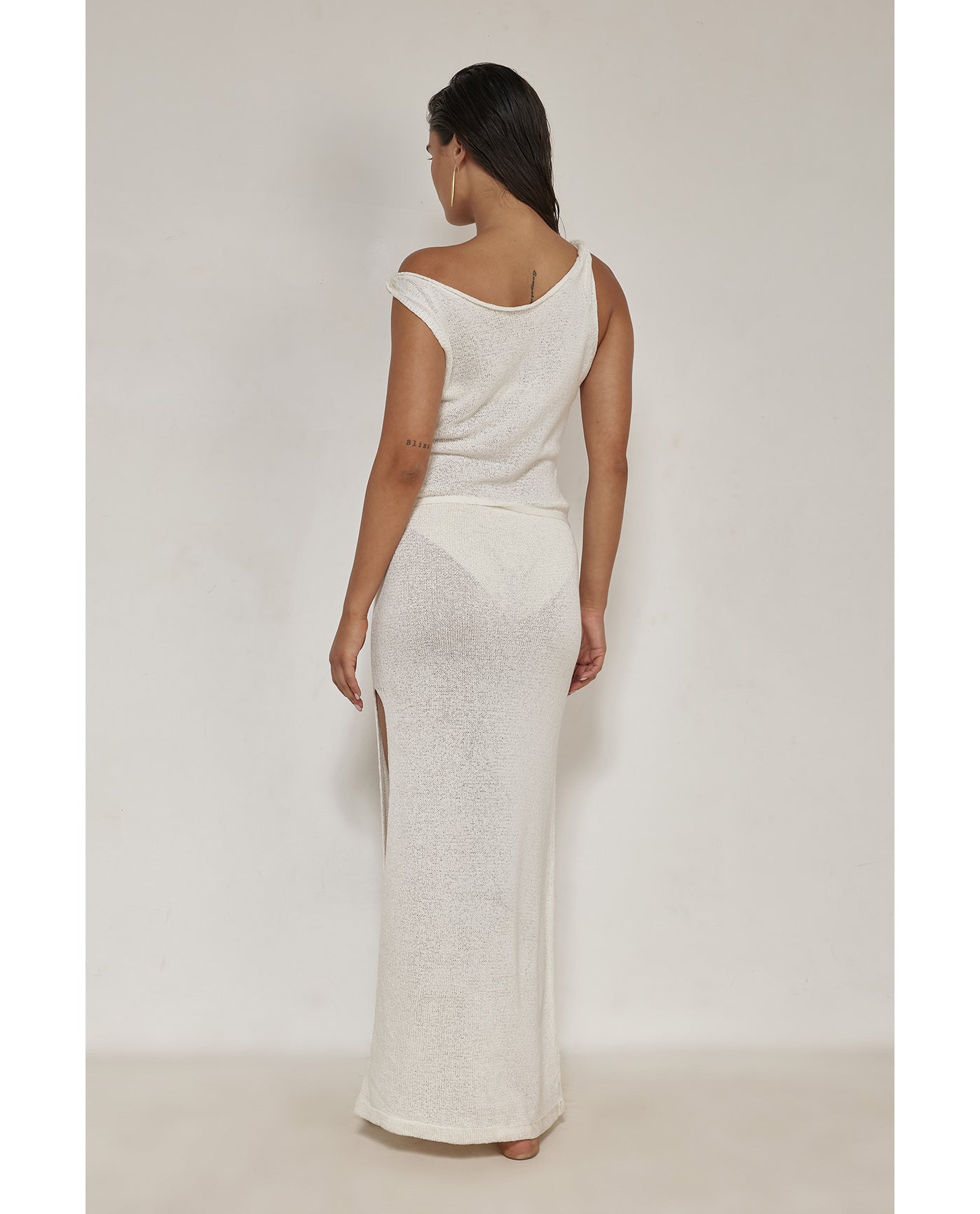 Renne Crochet Off the Shoulder Dress Cover-Up-Off-white