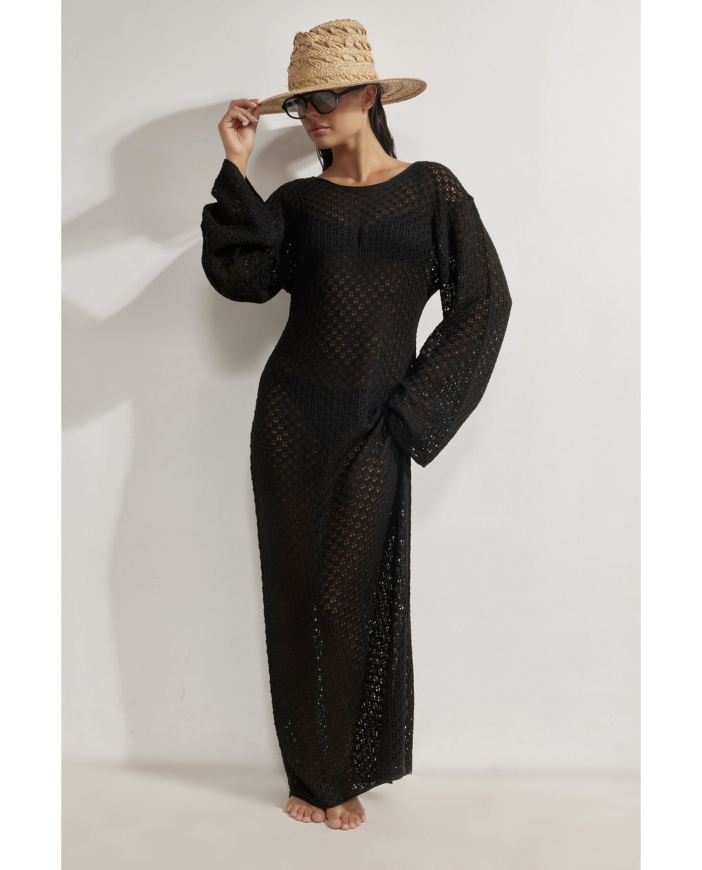 Elle Crochet Dress Cover-Up-Black