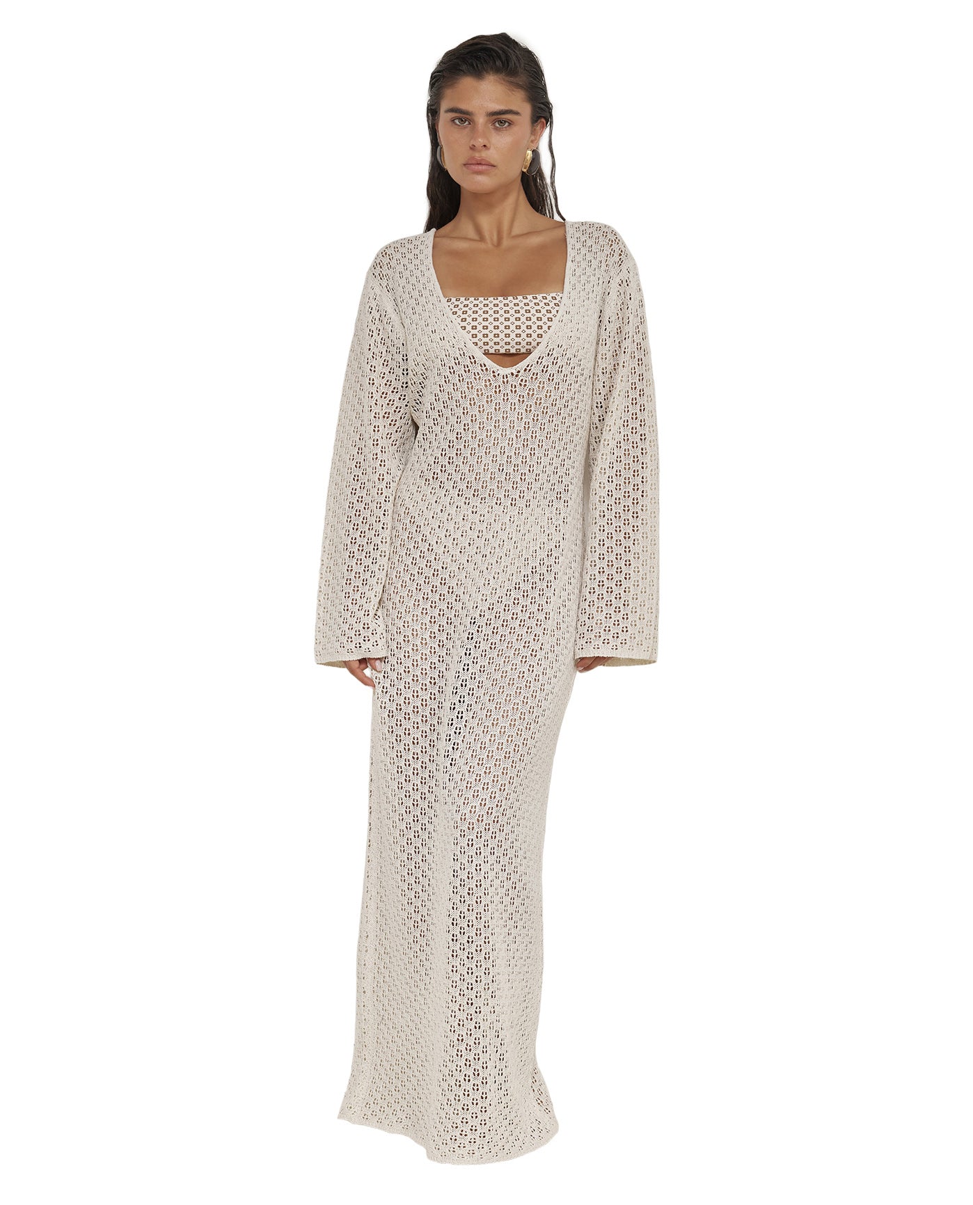 Elle Crochet Dress Cover-Up-Beige