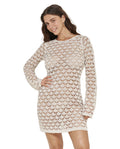 Rama Crochet Mini Dress Cover-Up-Beige