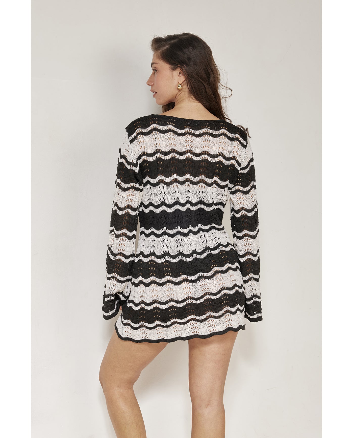 Gali Crochet Mini Dress Cover-Up-Blk/crm