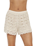 Taylor Crochet Beach Shorts Cover-Up-Beige