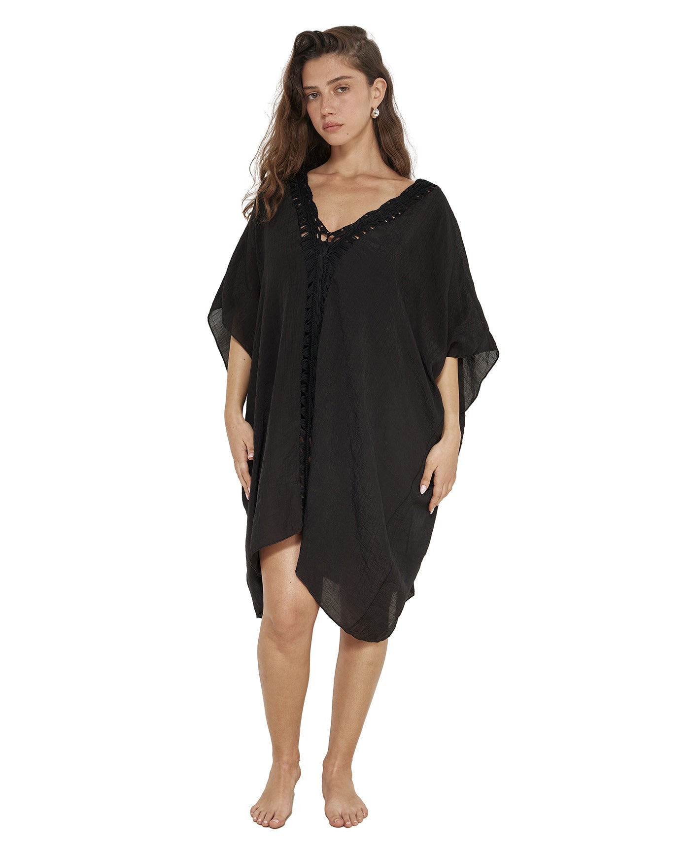 Corfu Short Kaftan Cover-Up-Black