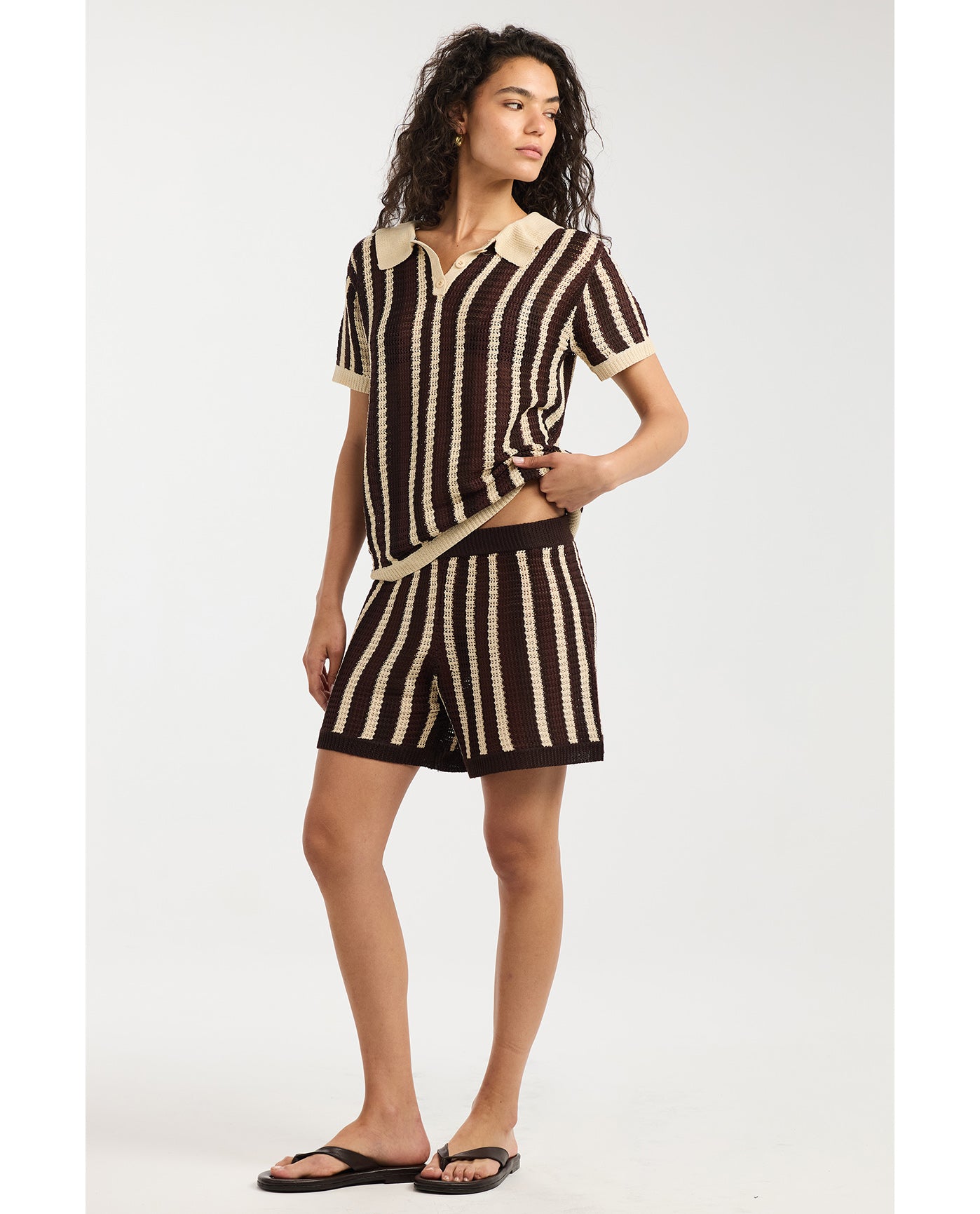 Kiki Beach Shorts Cover-Up-Brown multi