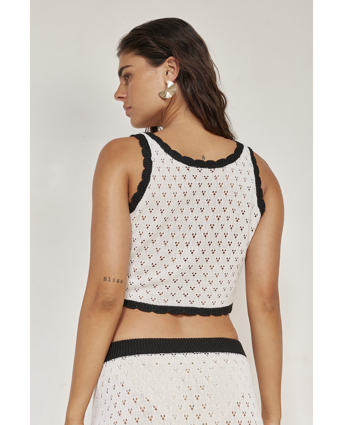 Miches Crochet Skirt Cover-Up Set-Blk/crm