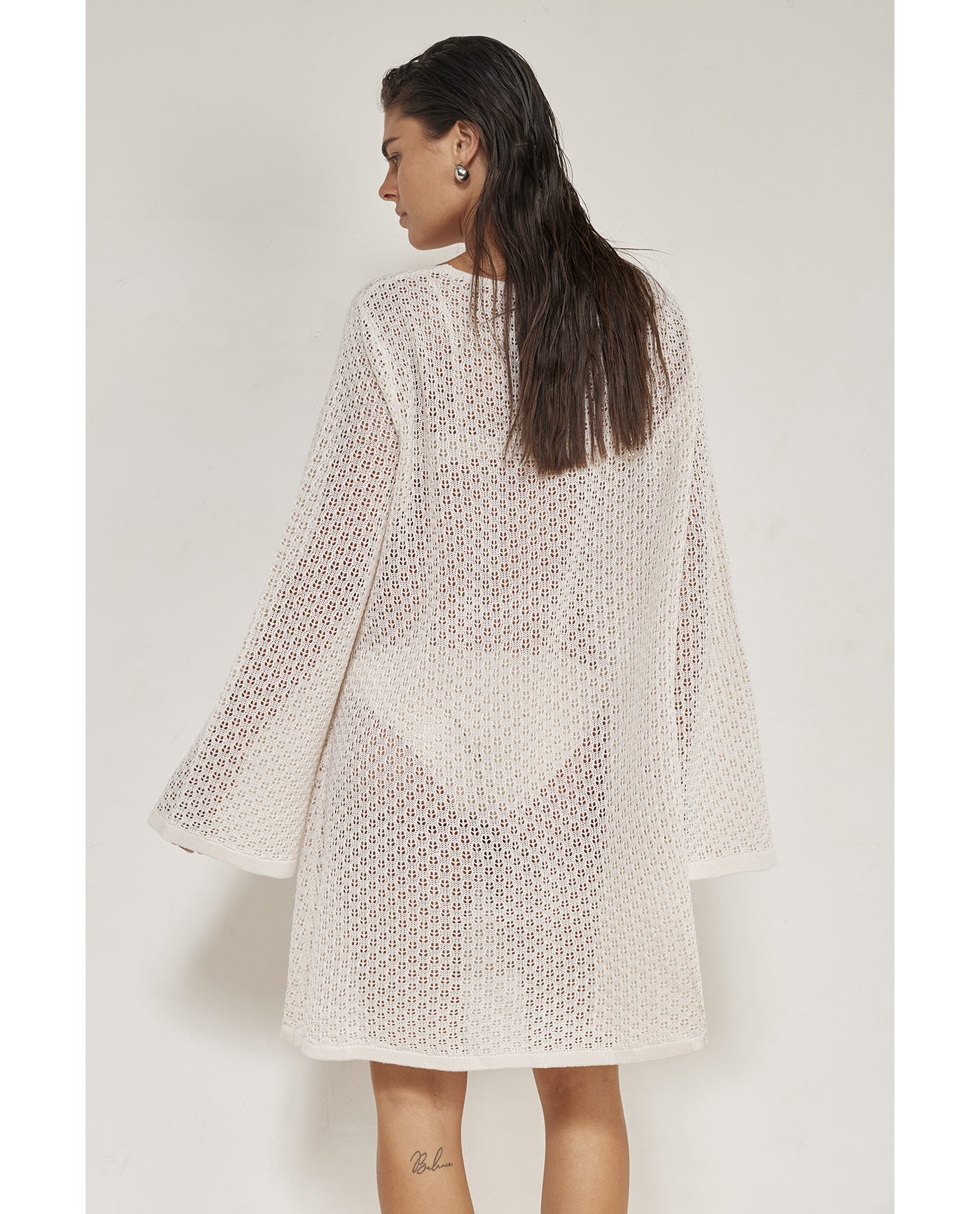 Miss Crochet Mini Dress Cover-Up-Beige