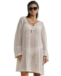 Miss Crochet Mini Dress Cover-Up-Beige