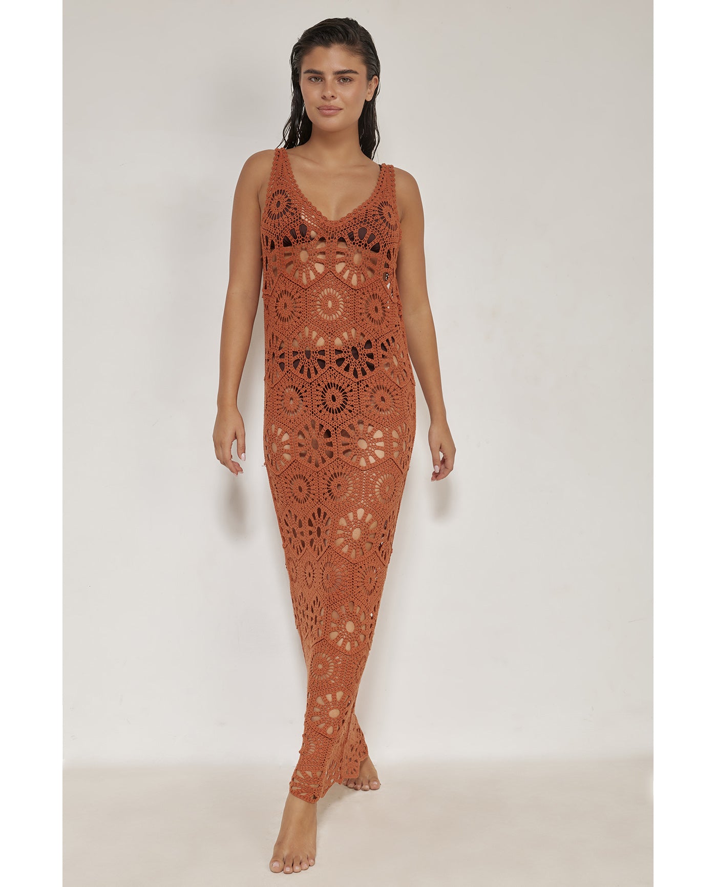 Charlie Lace Scoop Neck Maxi Dress Cover-Up-Terracota