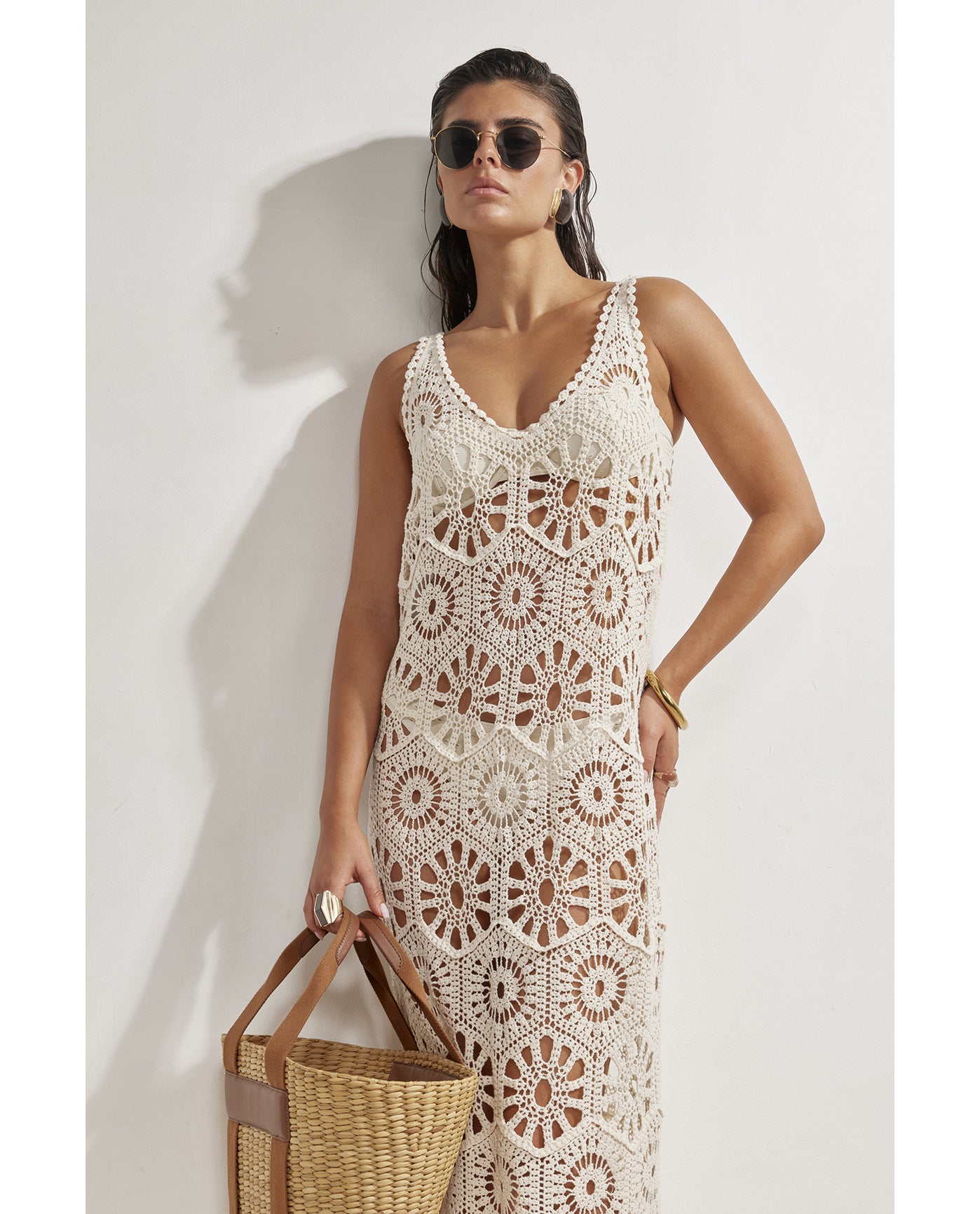 Charlie Lace Scoop Neck Maxi Dress Cover-Up-Beige