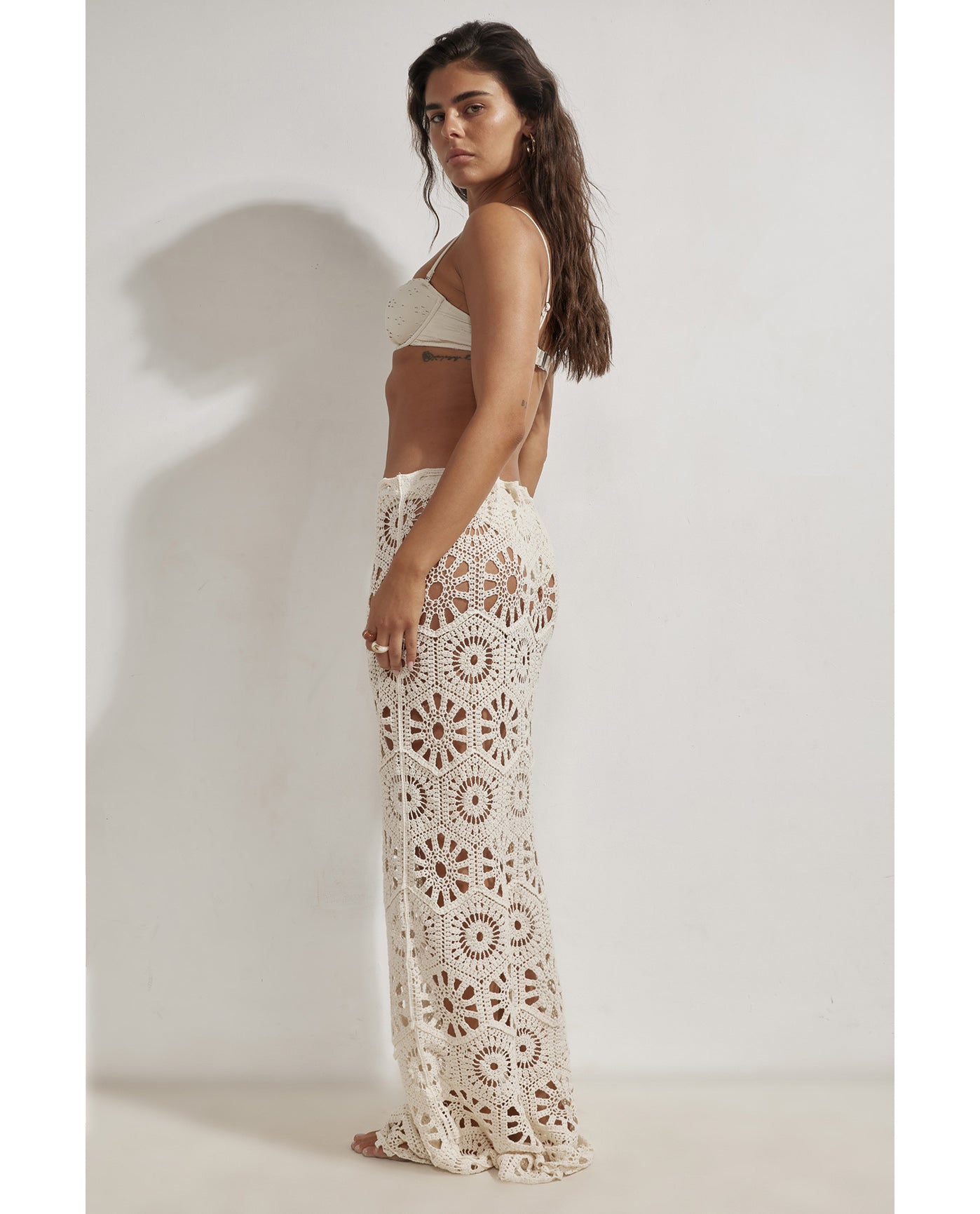 Charlie Lace Maxi Skirt Cover-Up-Beige