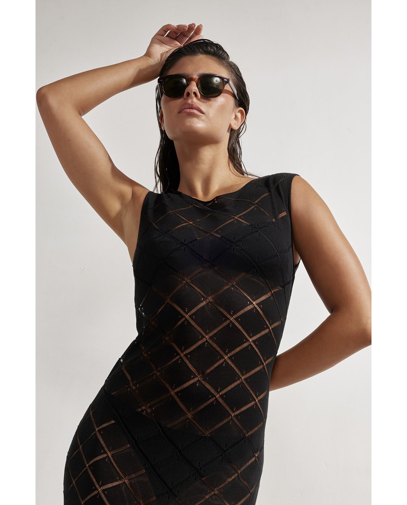 Miss Crochet Maxi Dress Cover-Up-Black