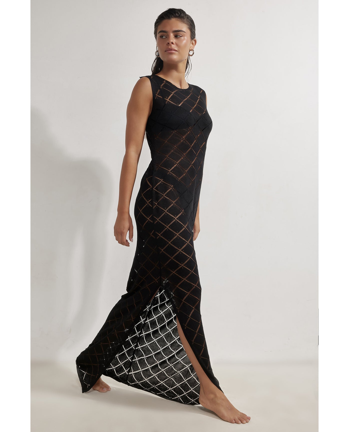 Miss Crochet Maxi Dress Cover-Up-Black