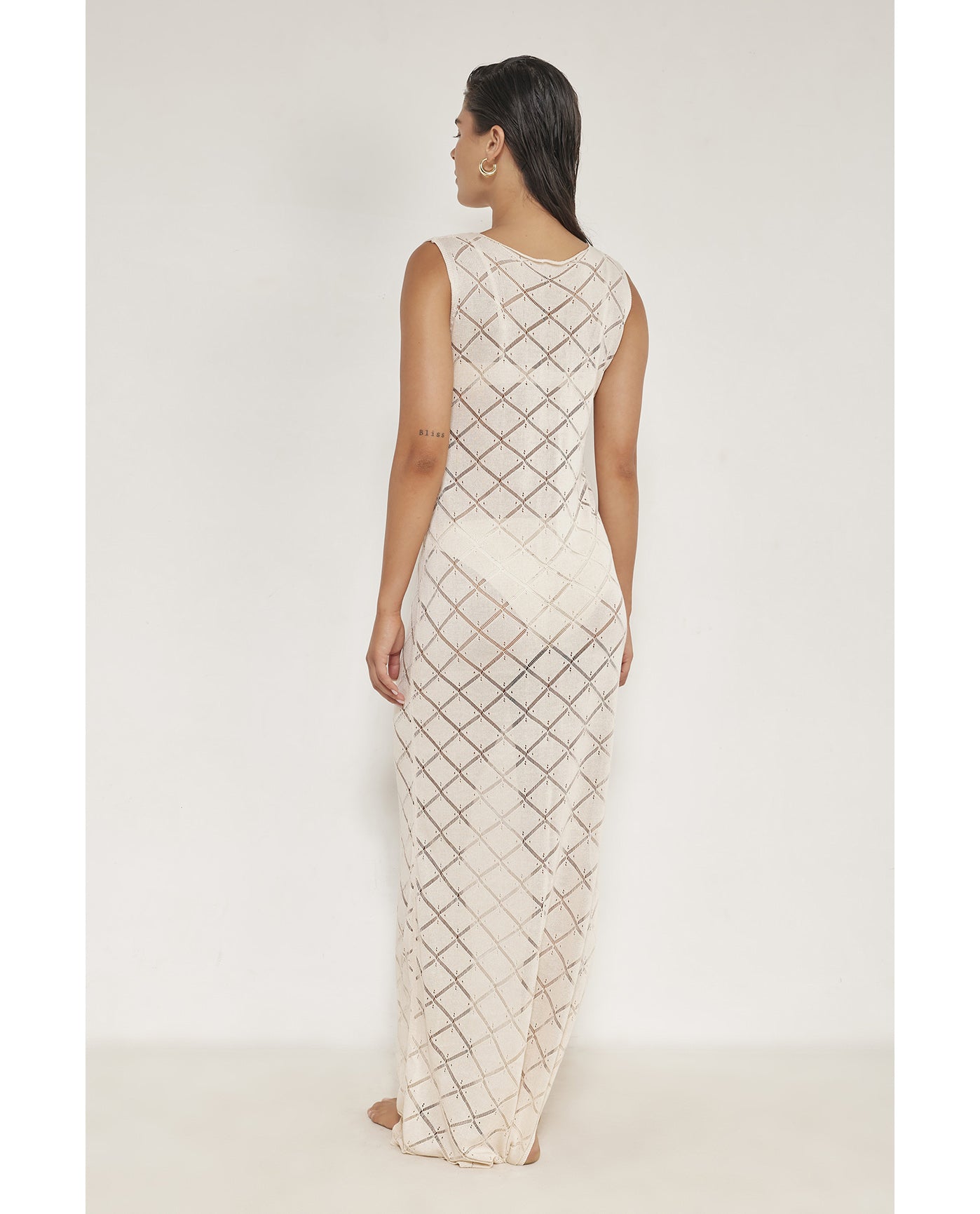 Miss Crochet Maxi Dress Cover-Up-Beige