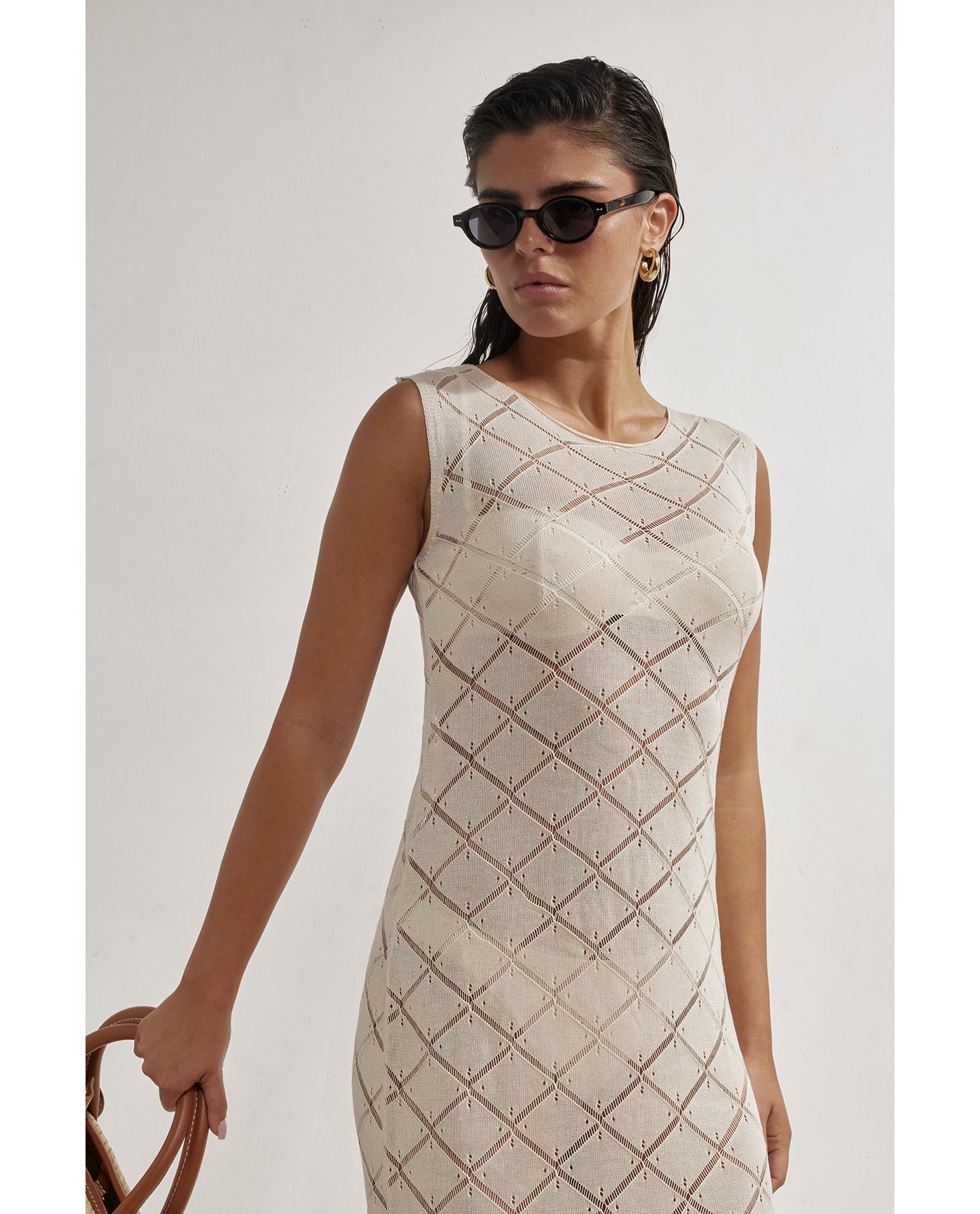 Miss Crochet Maxi Dress Cover-Up-Beige