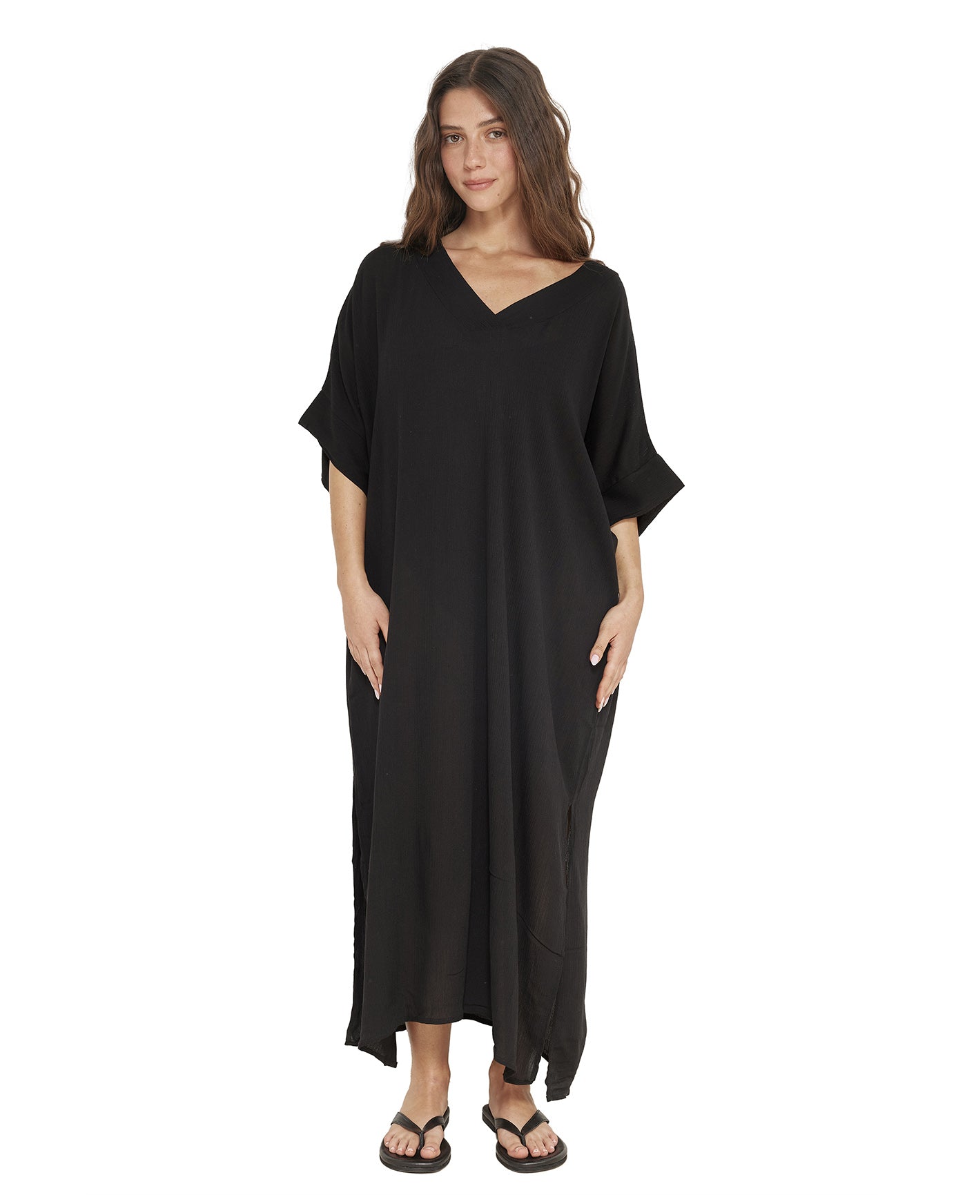 Perfect V-Neck Tunic Cover-Up-Black
