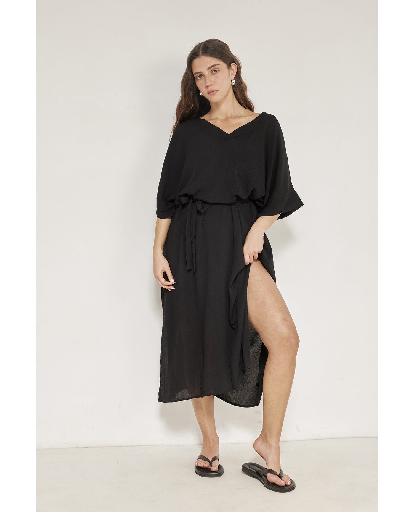 Perfect V-Neck Tunic Cover-Up-Black