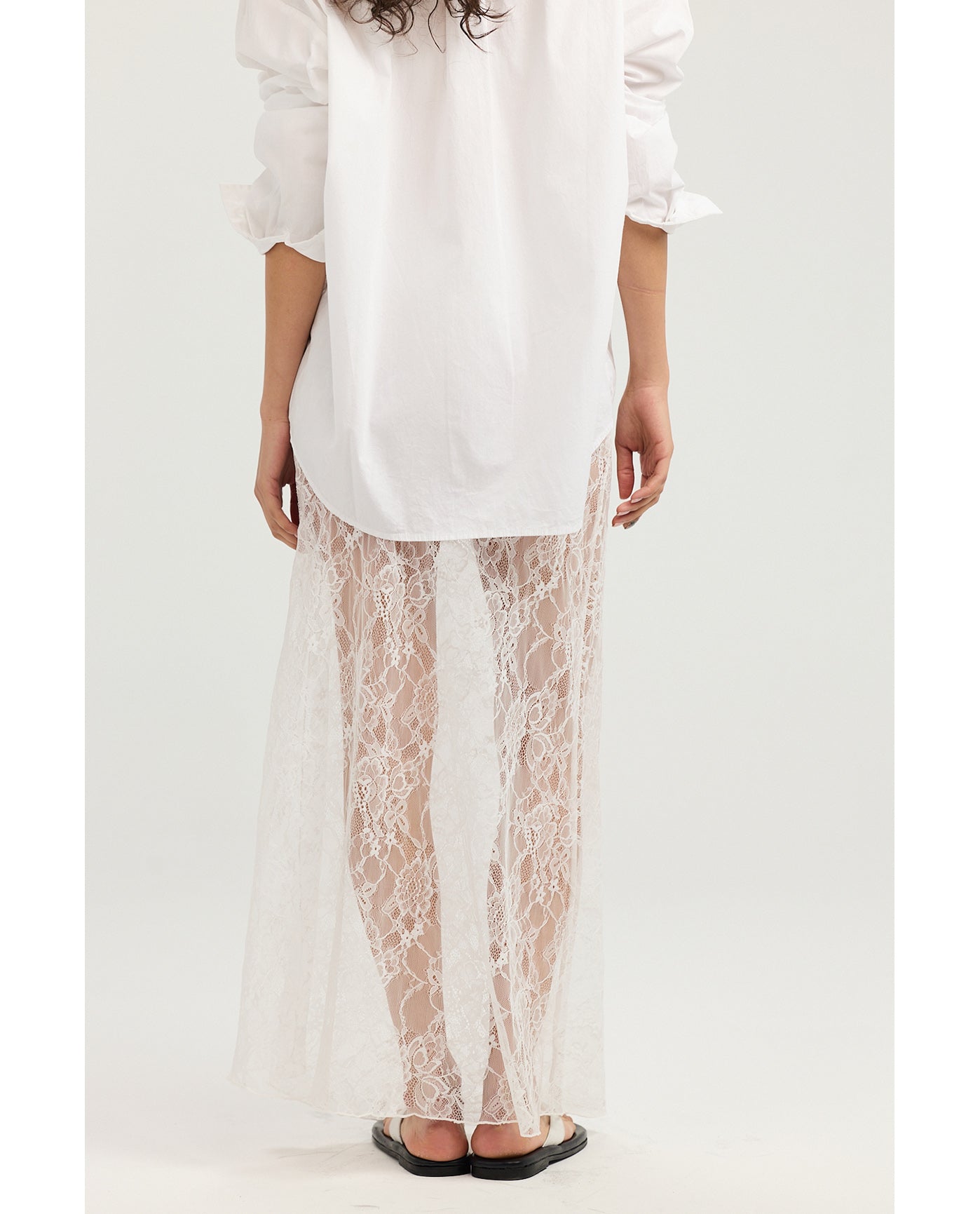 Lady Lace Skirt-White