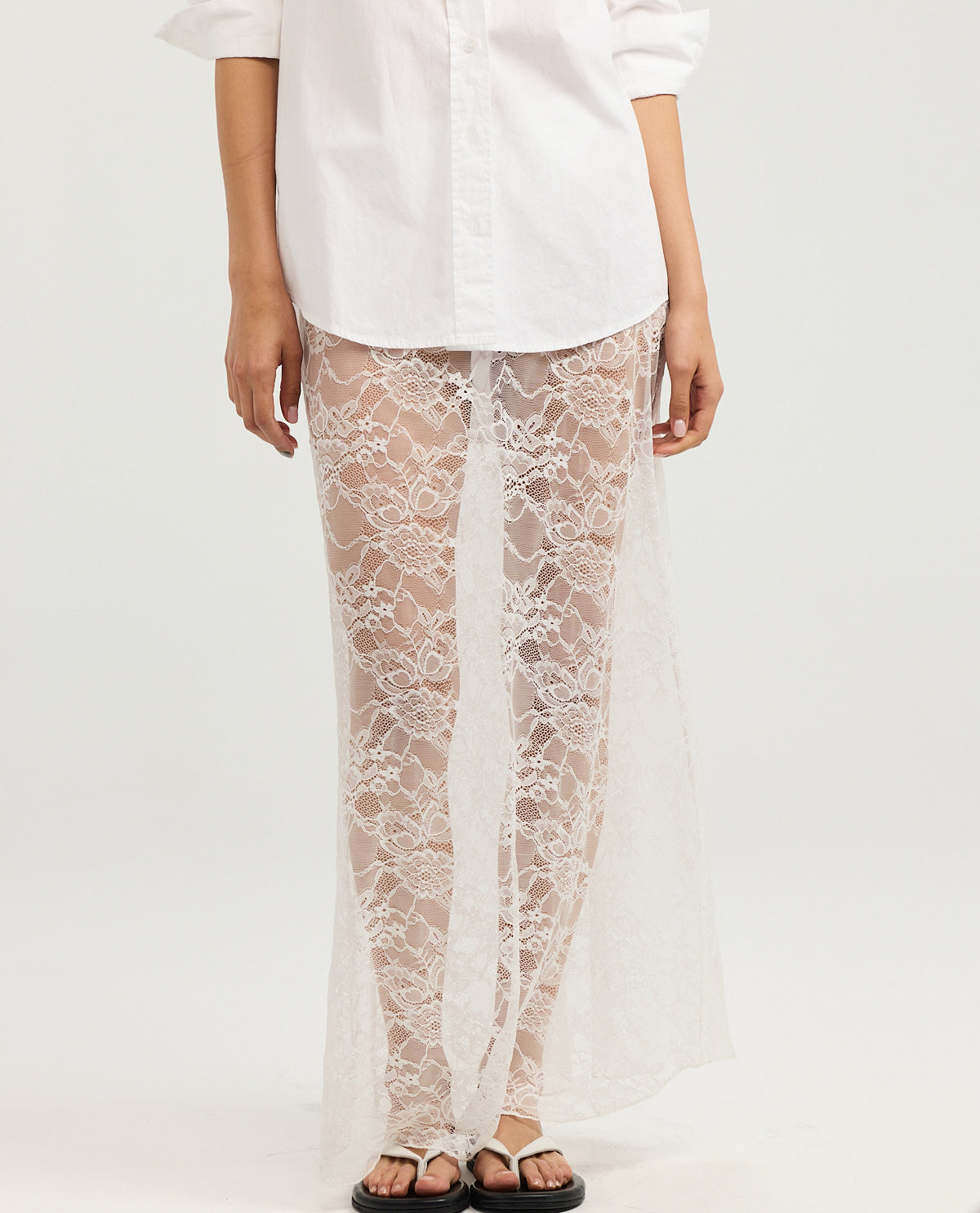 Lady Lace Skirt-White