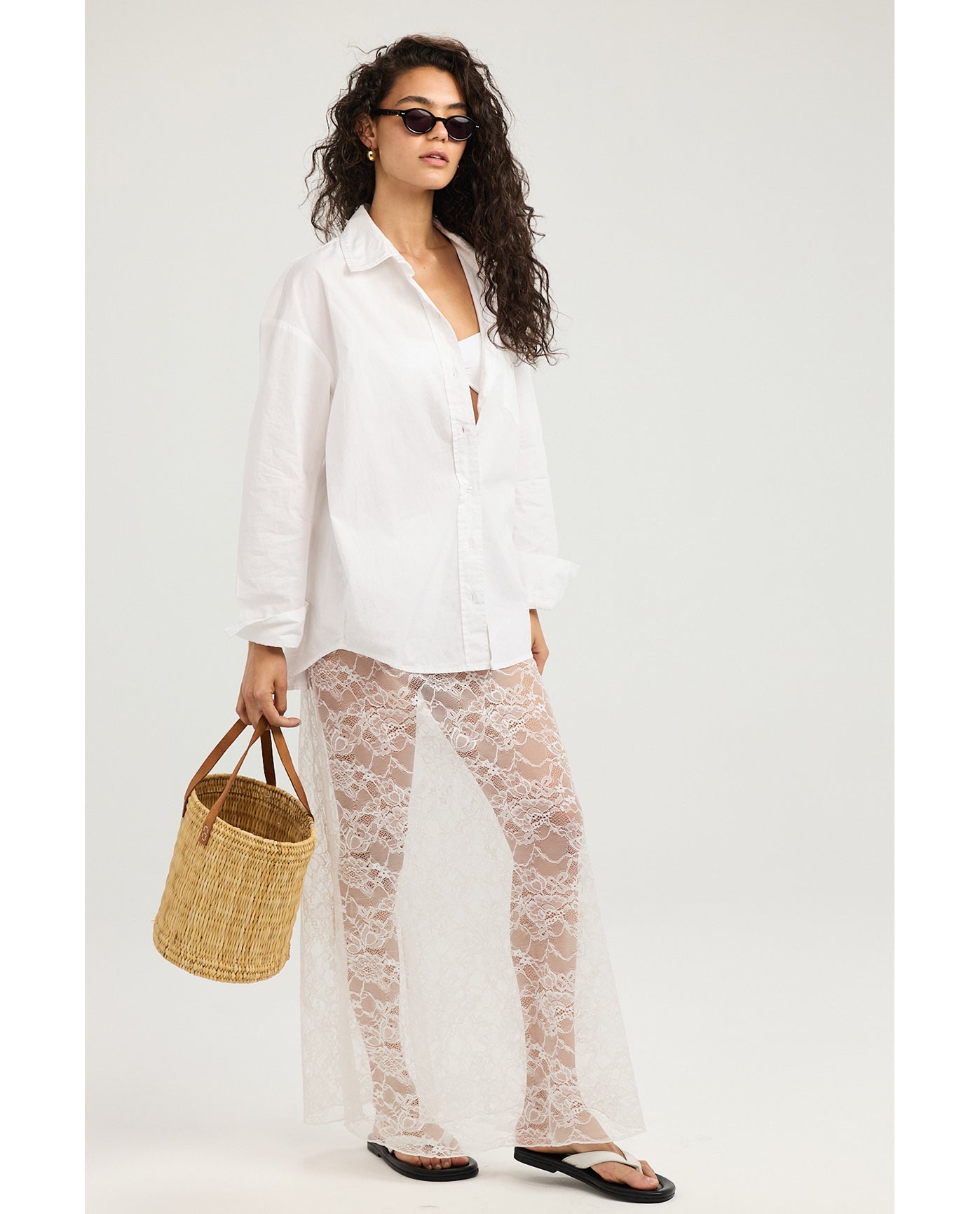 Lady Lace Skirt-White