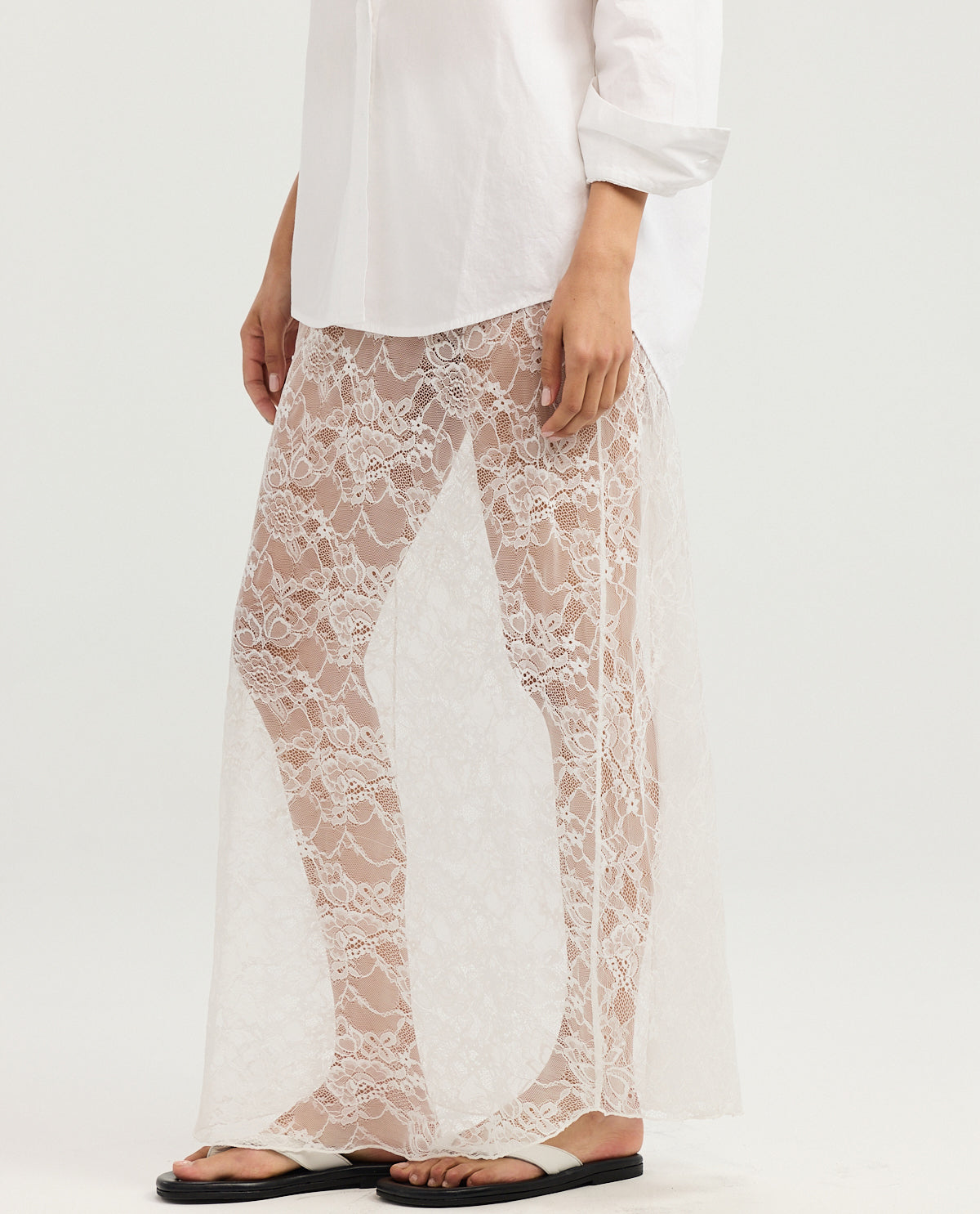 Lady Lace Skirt-White