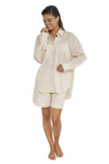 Harper Oversized Button Down Top -Beige