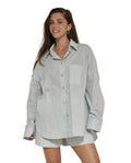 Harper Oversized Button Down Top -Light blue