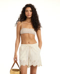 Giselle Guipure Lace Detail Shorts-Cream