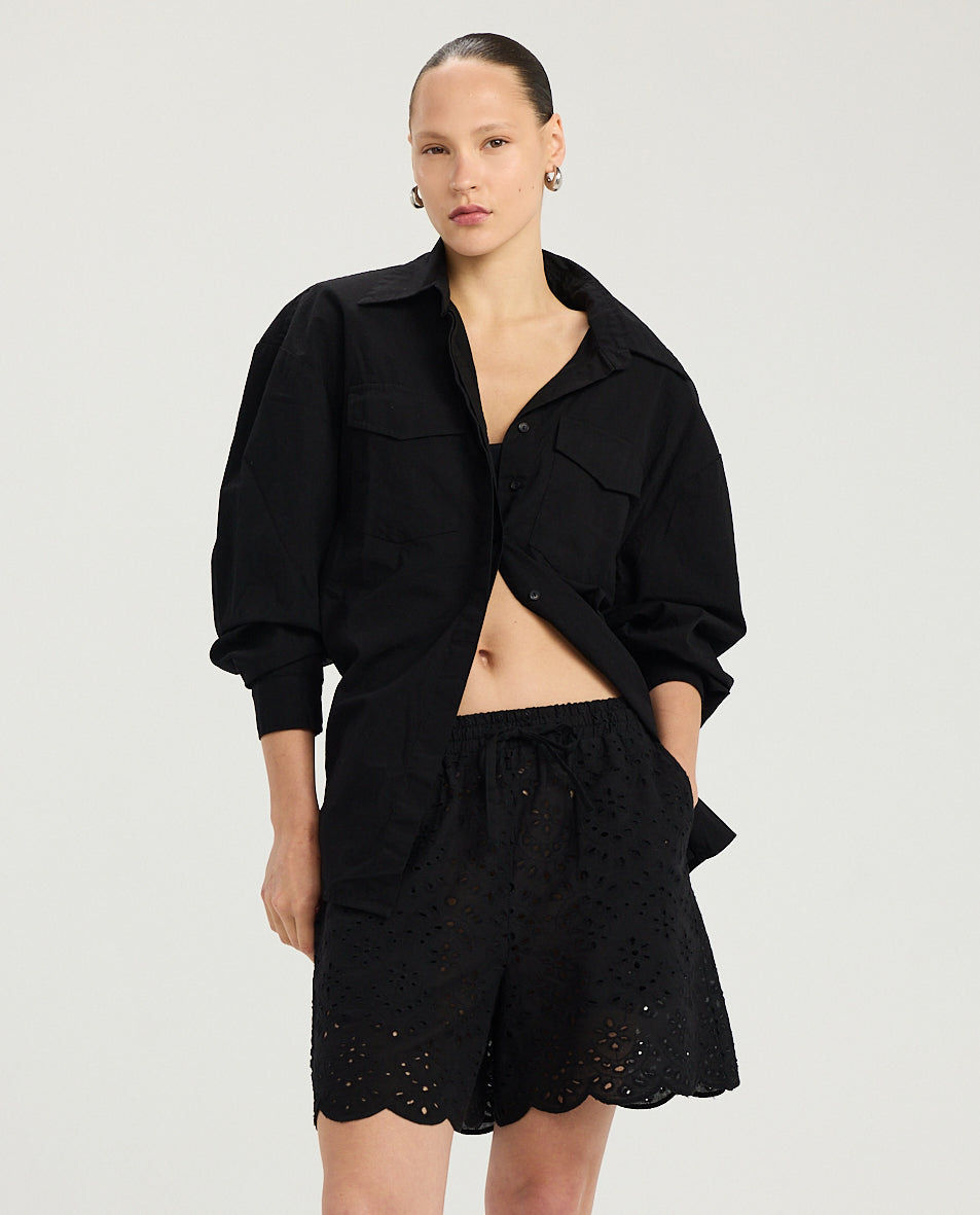 Giselle Guipure Lace Shorts -Black