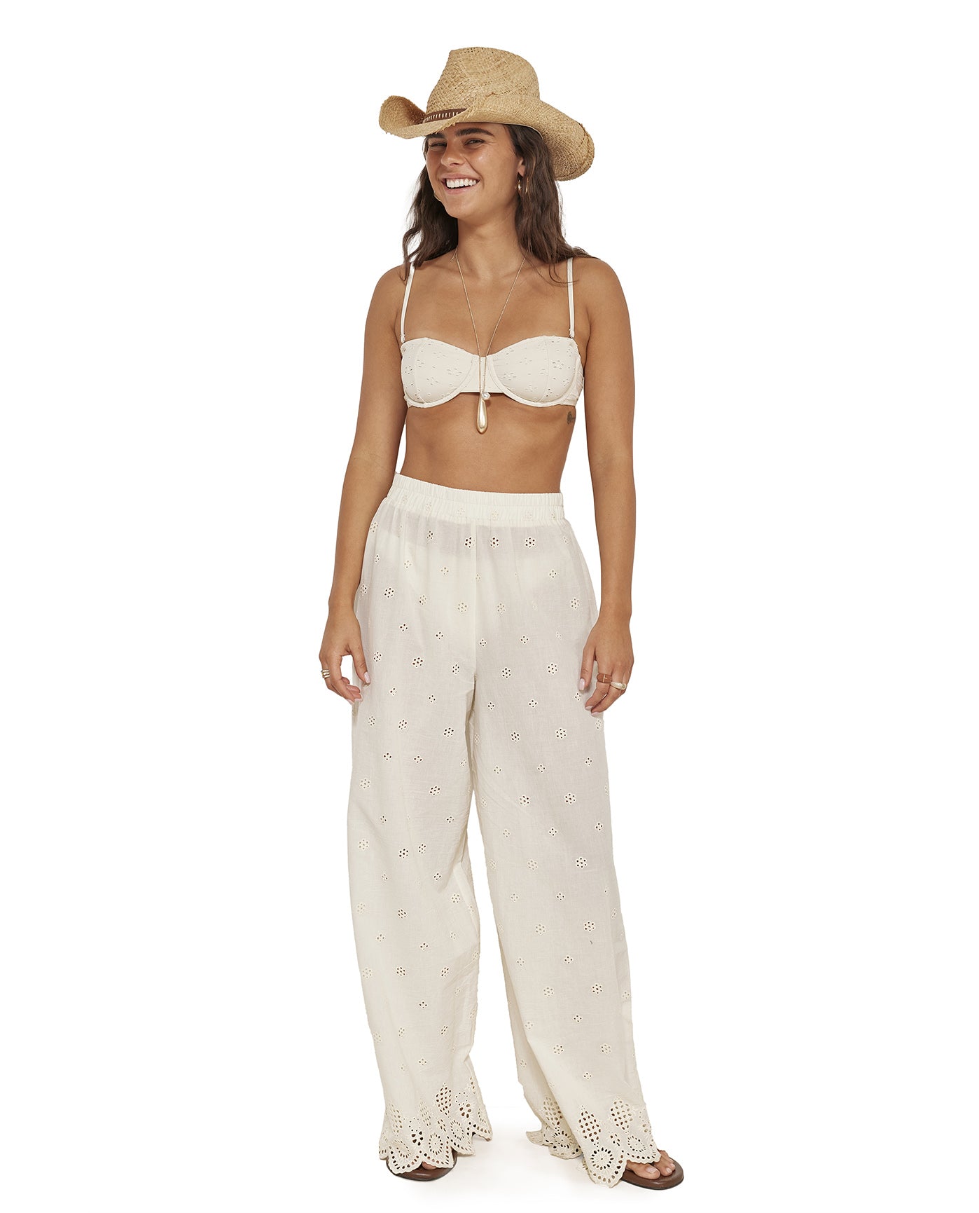 Giselle Guipure Lace Pant -Cream