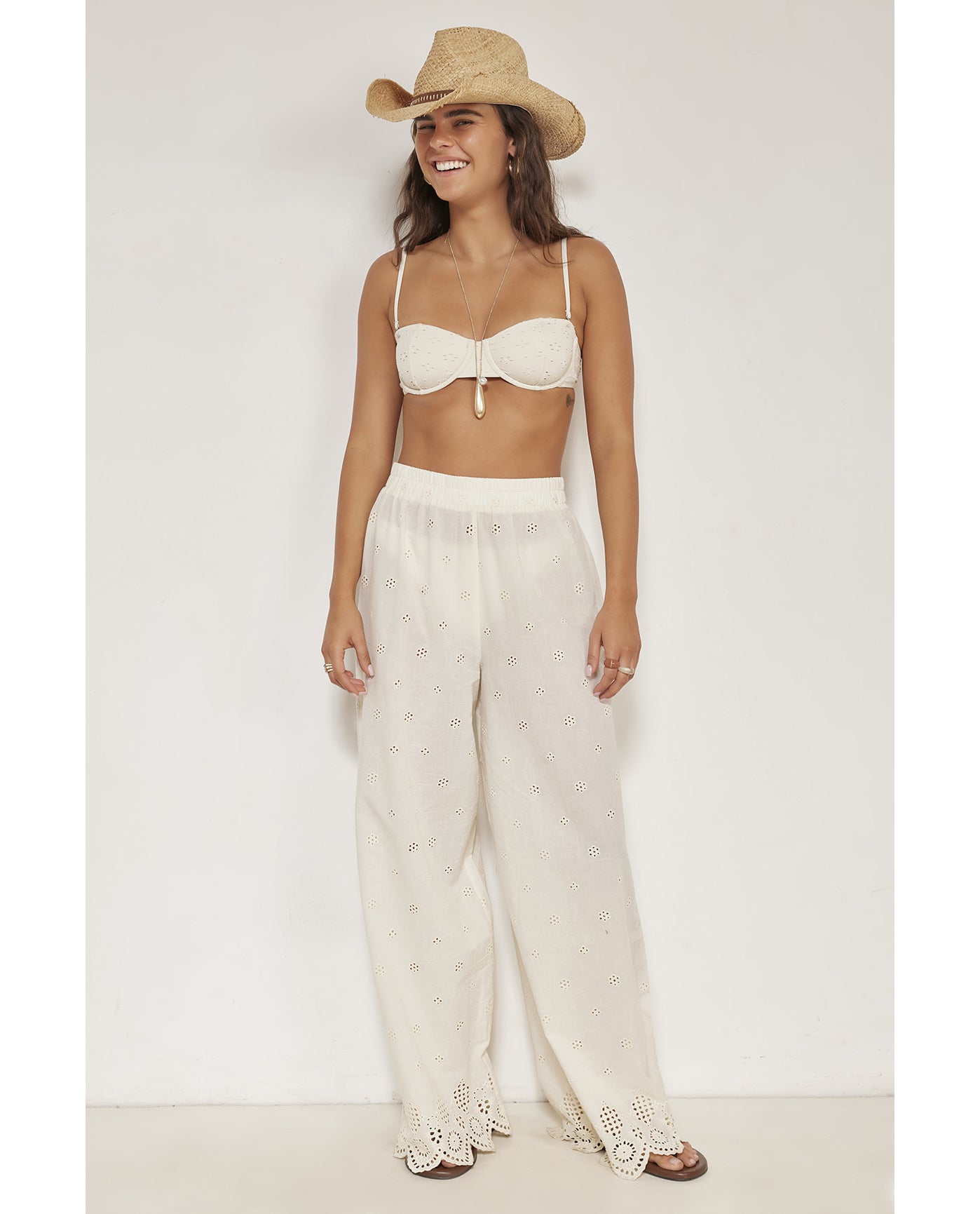 Giselle Guipure Lace Pant -Cream