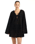 Giselle Guipure Lace Mini Dress Cover-Up -Black